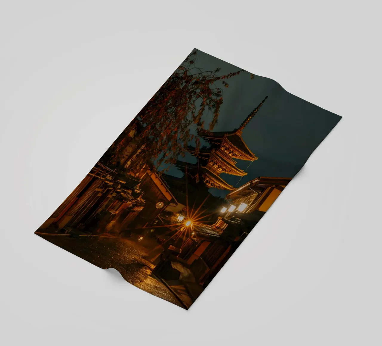 Kyoto Pagoda by night, Japan beach towel by Marcel Bisig