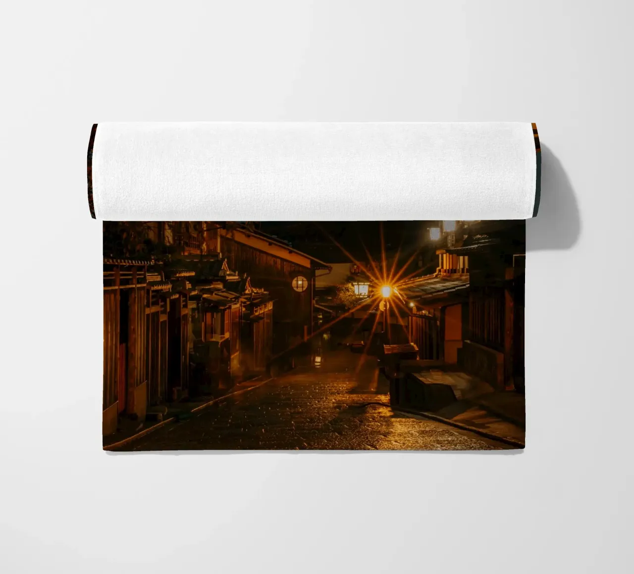 Kyoto Pagoda by night, Japan beach towel by Marcel Bisig