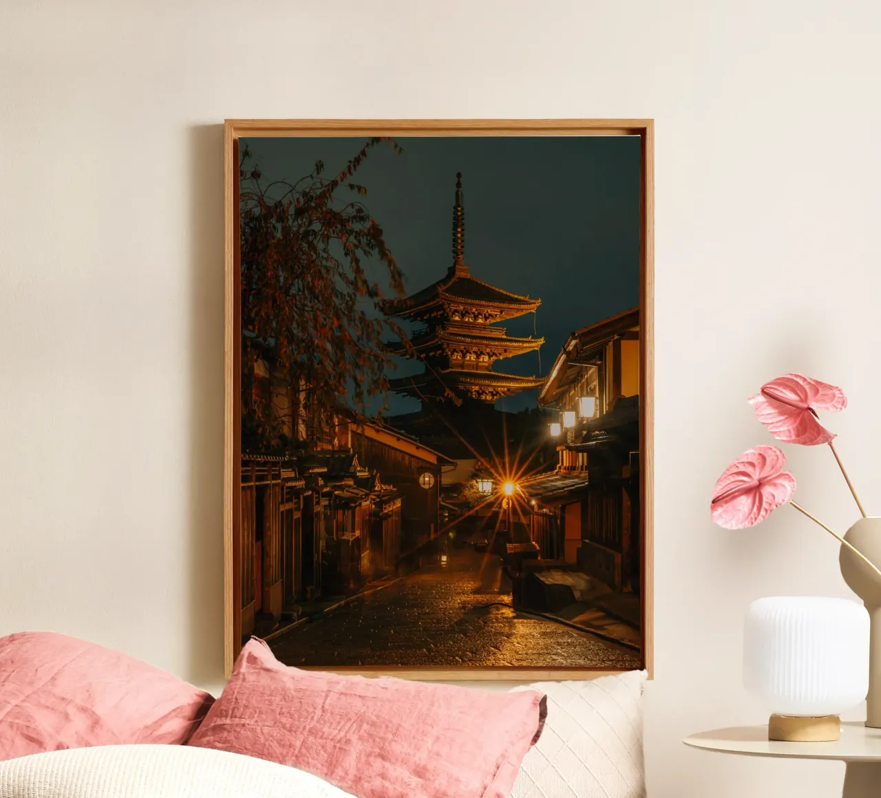Pagode van Kyoto bij nacht, Japan canvas van Marcel Bisig
