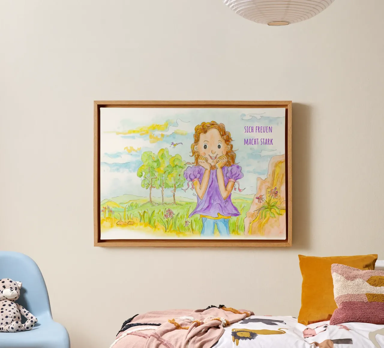 being happy makes you strong canvas with Floater frame by MutMalerin