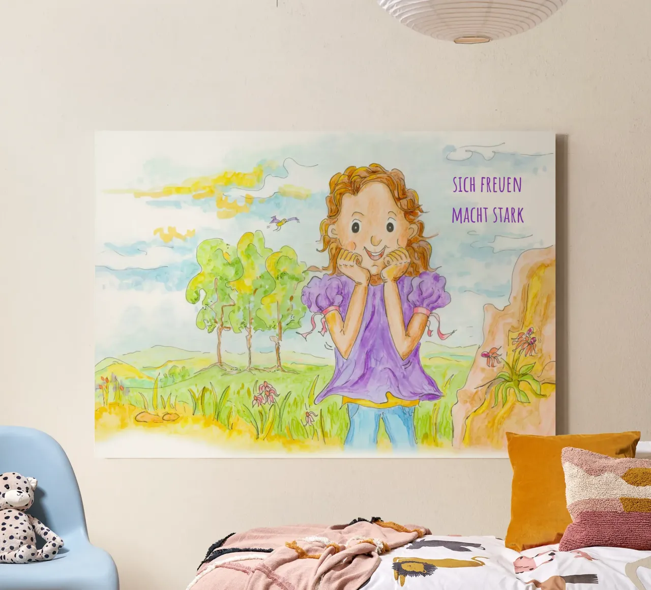 being happy makes you strong canvas with Floater frame by MutMalerin