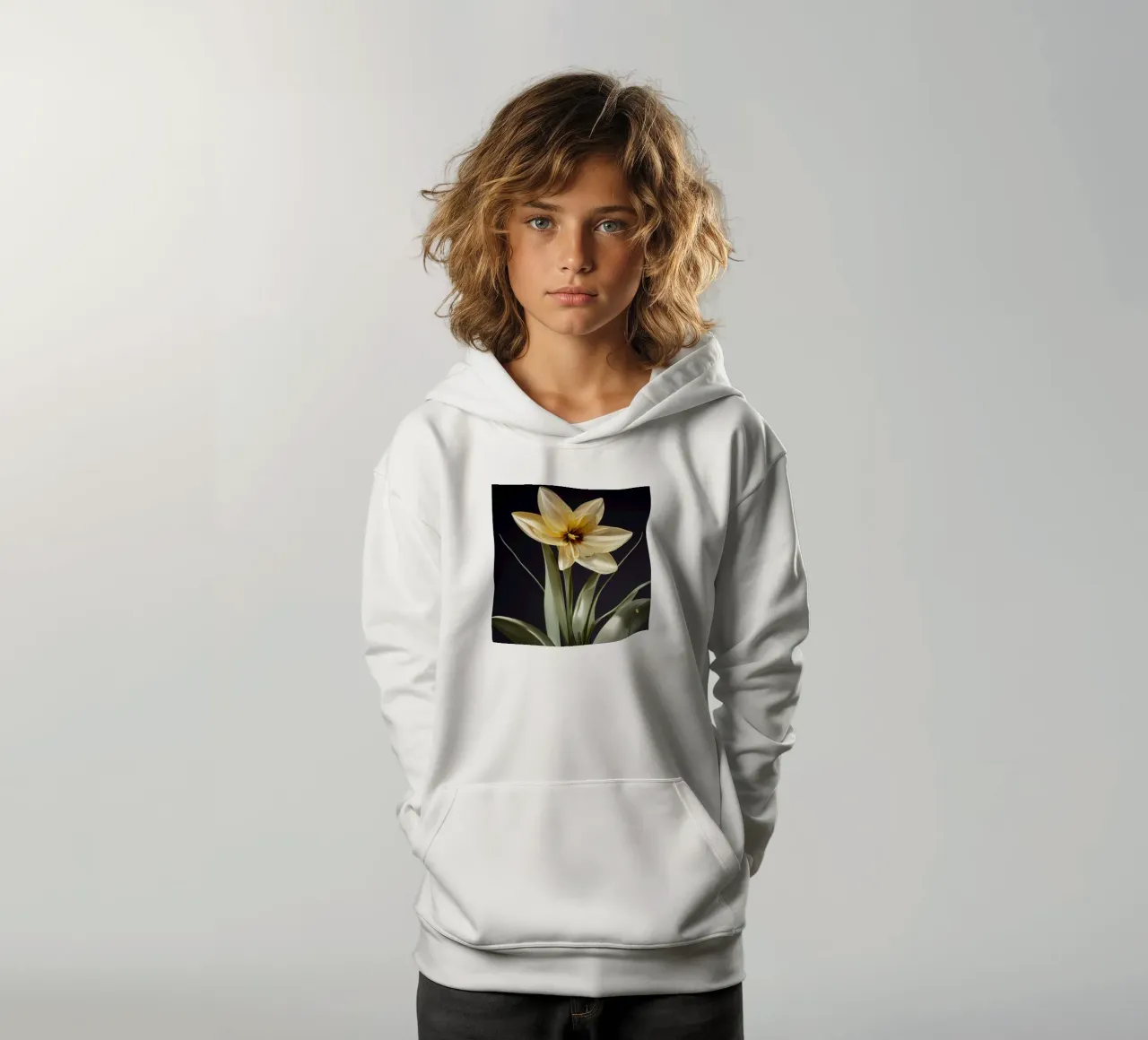 Macro fiore di narciso felpa bambino con cappuccio da Bold Blooms