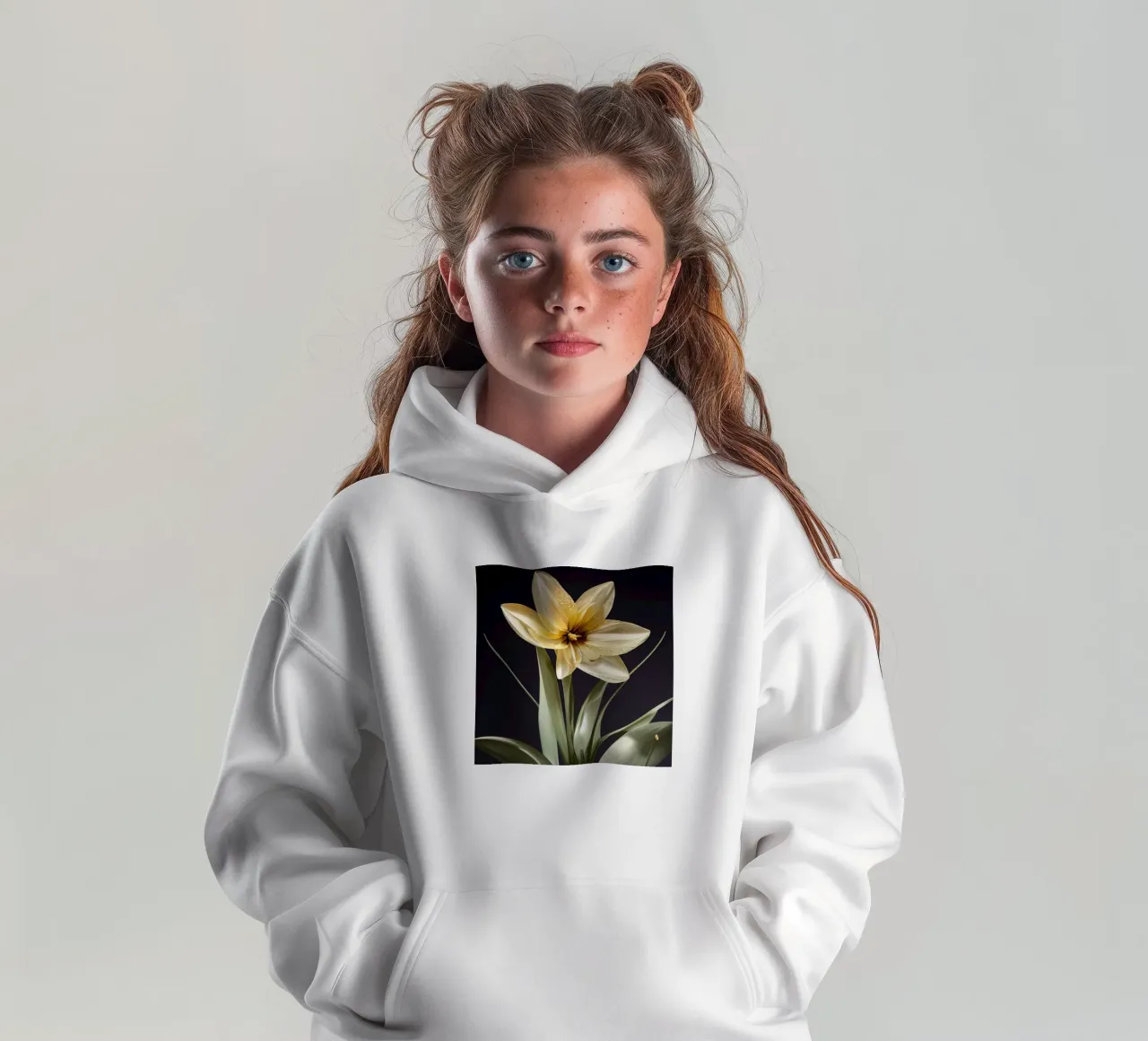 Macro fiore di narciso felpa bambino con cappuccio da Bold Blooms