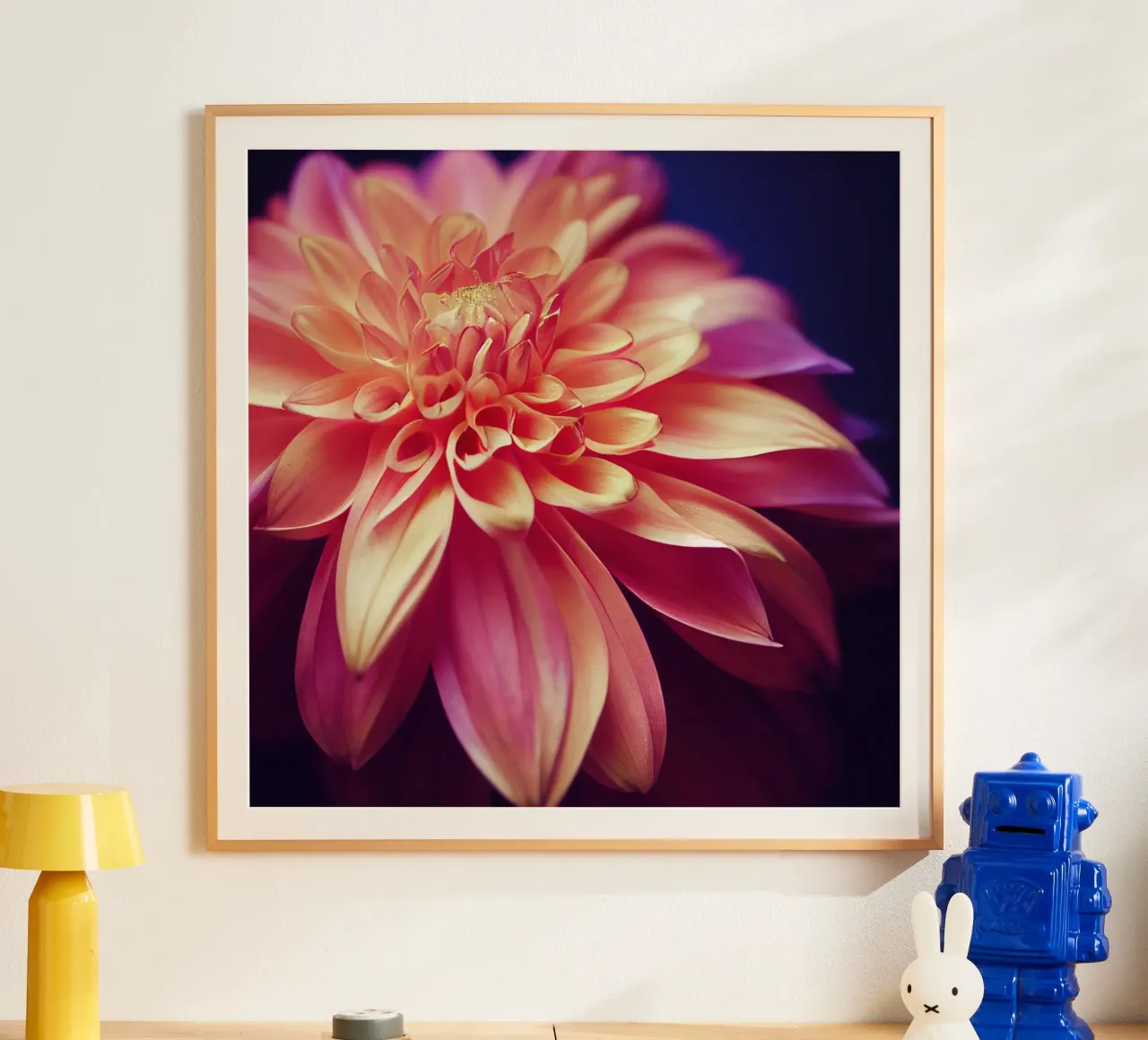 Macro Orange & Pink Dahlia Flower carta hahnemühle da Bold Blooms
