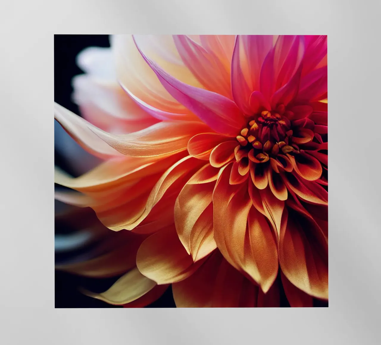 Macro Orange & Pink Dahlia Flower pellicola backlit da Bold Blooms