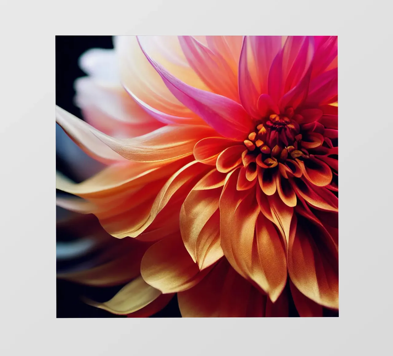 Macro Orange & Pink Dahlia Flower pellicola backlit da Bold Blooms