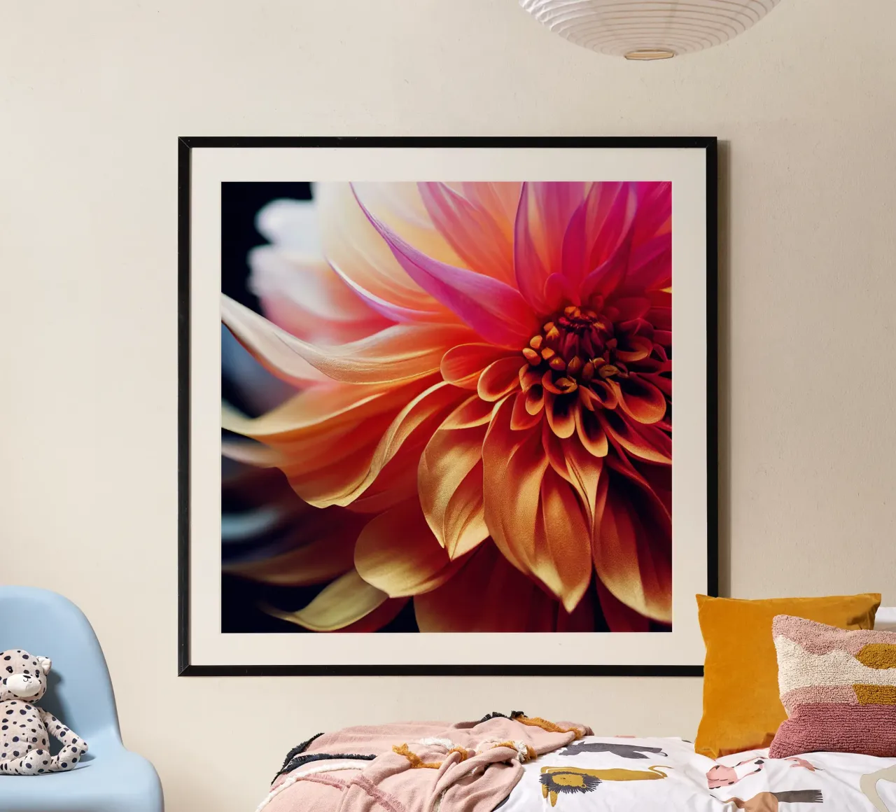 Macro Orange & Pink Dahlia Flower poster da Bold Blooms