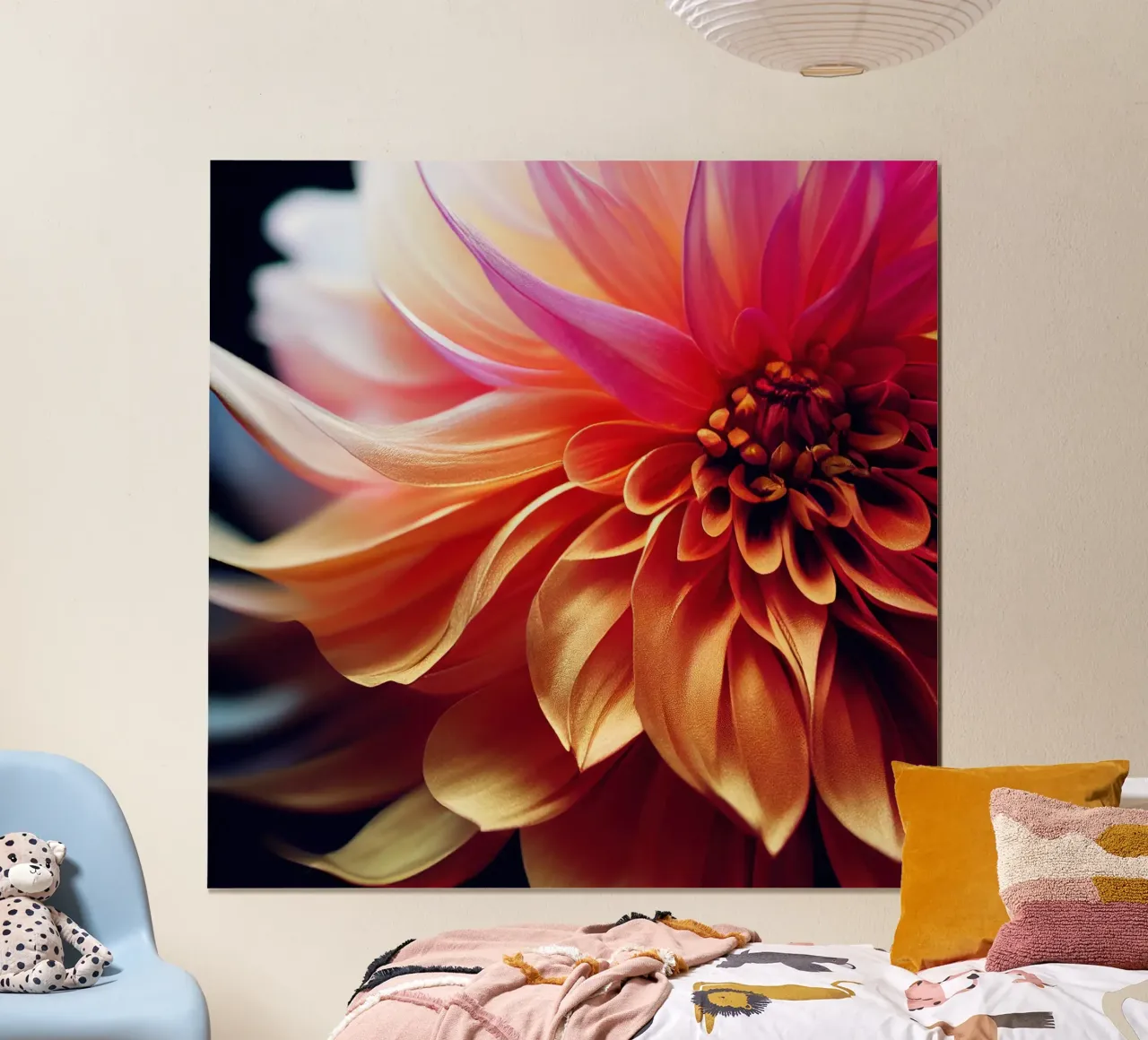 Macro Orange & Pink Dahlia Flower poster da Bold Blooms