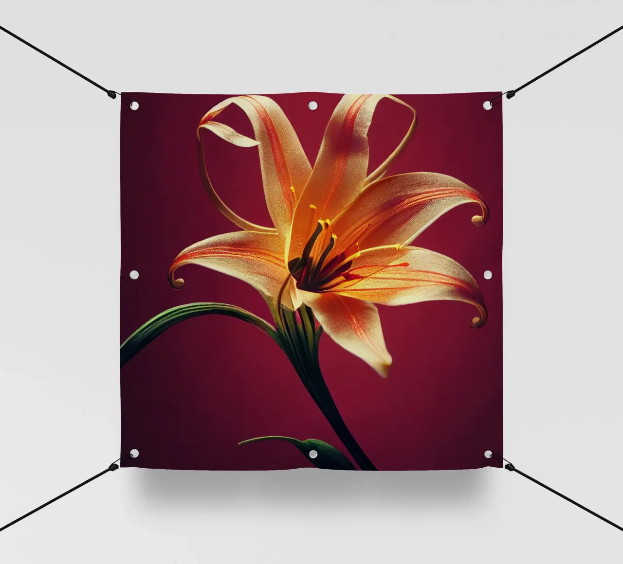 Macro fiore di giglio tigrato arancione telo in pvc da Bold Blooms