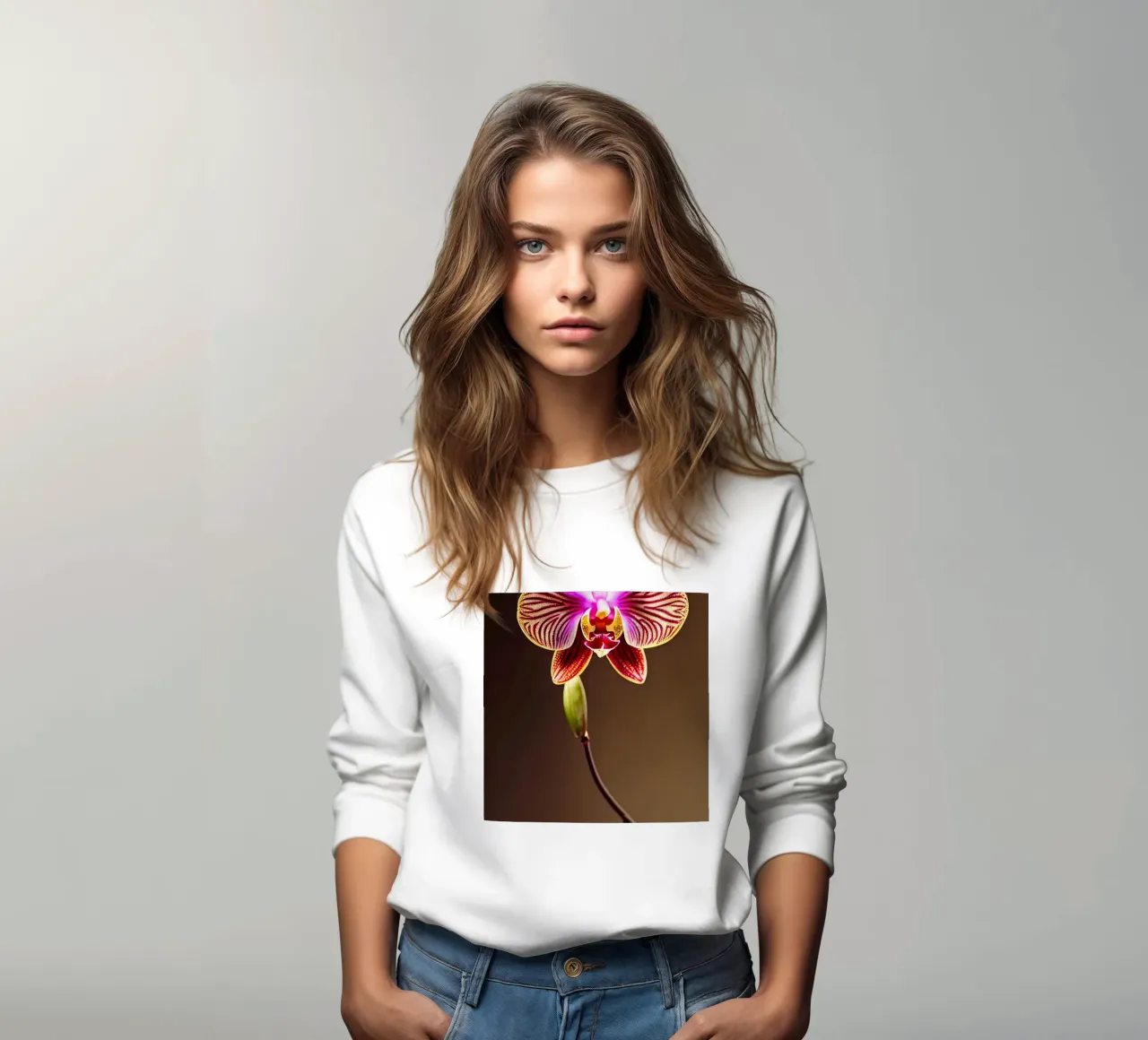 Makro Orchidee Blume Sweatshirt von Bold Blooms