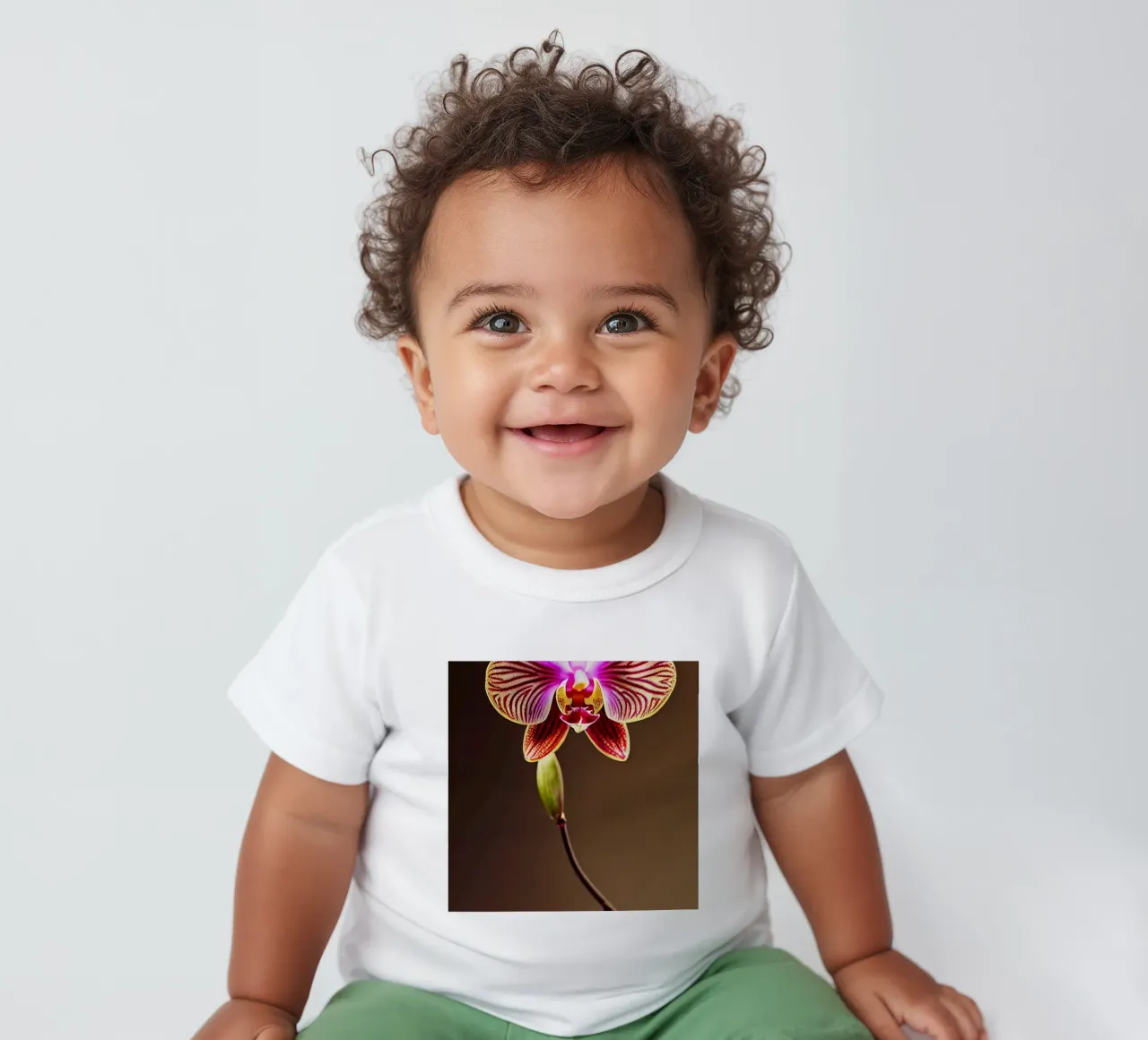 Macro Orchid Flower baby t-shirt by Bold Blooms