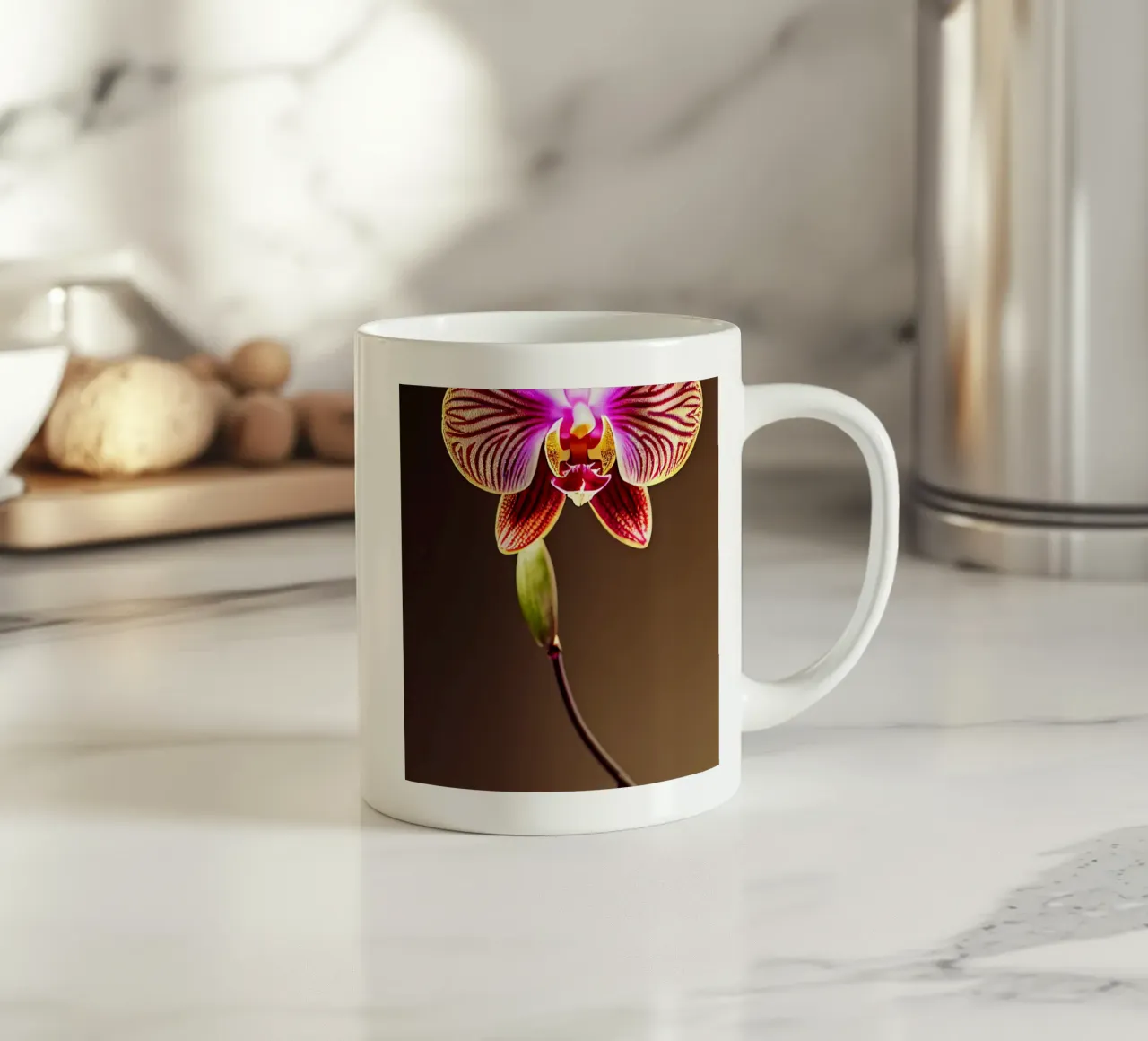 Macro Flor de orquídea taza de cerámica de Bold Blooms