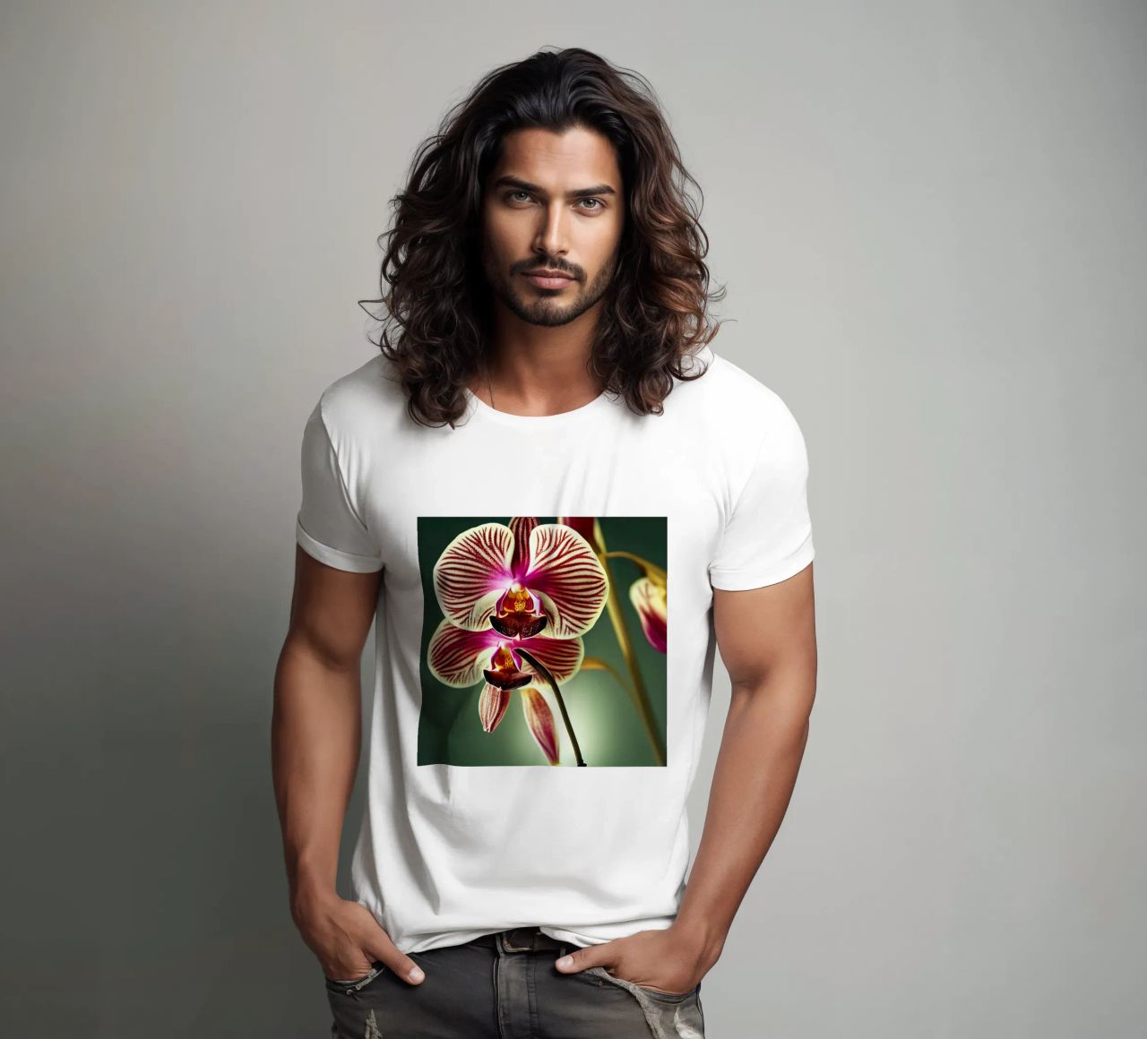 Macro fiore di orchidea t-shirt da Bold Blooms