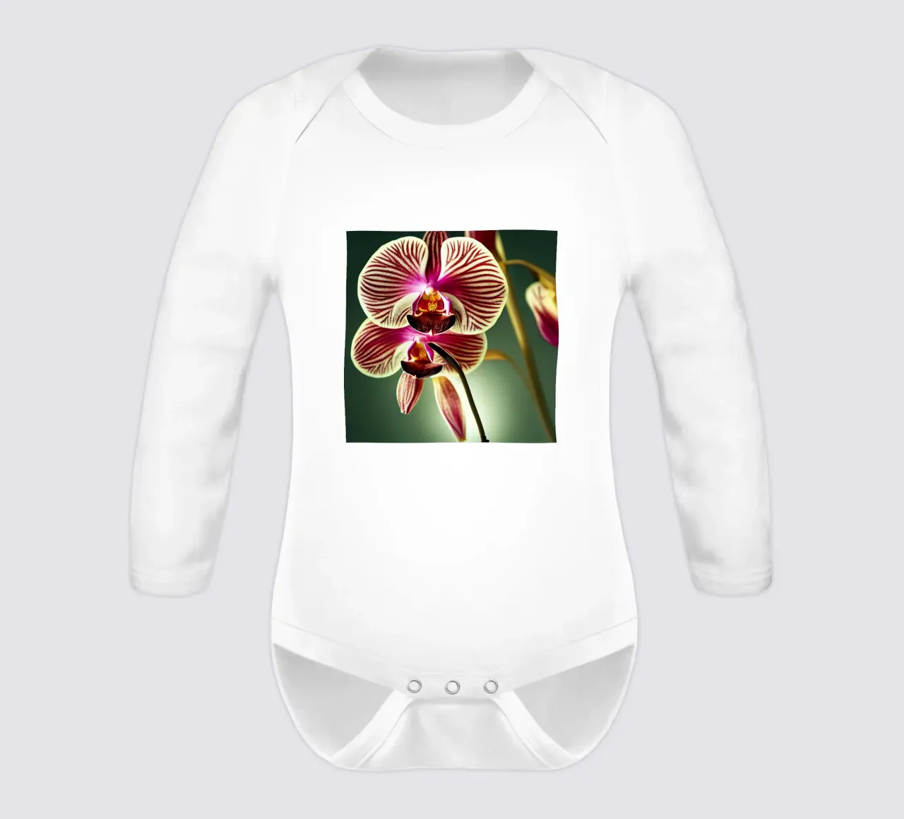 Macro fiore di orchidea body neonato maniche lunghe da Bold Blooms