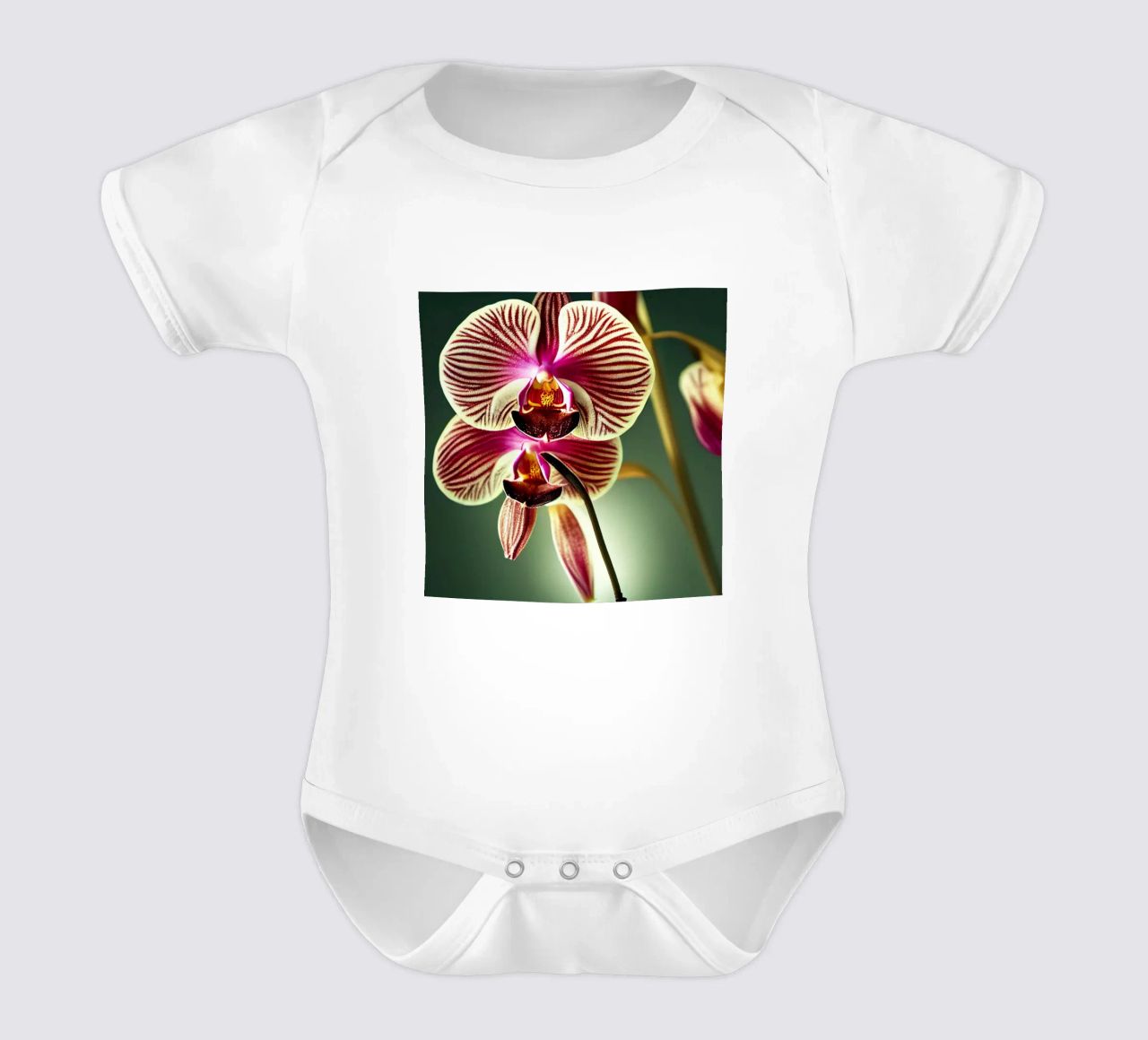 Macro fiore di orchidea body neonato maniche corte da Bold Blooms