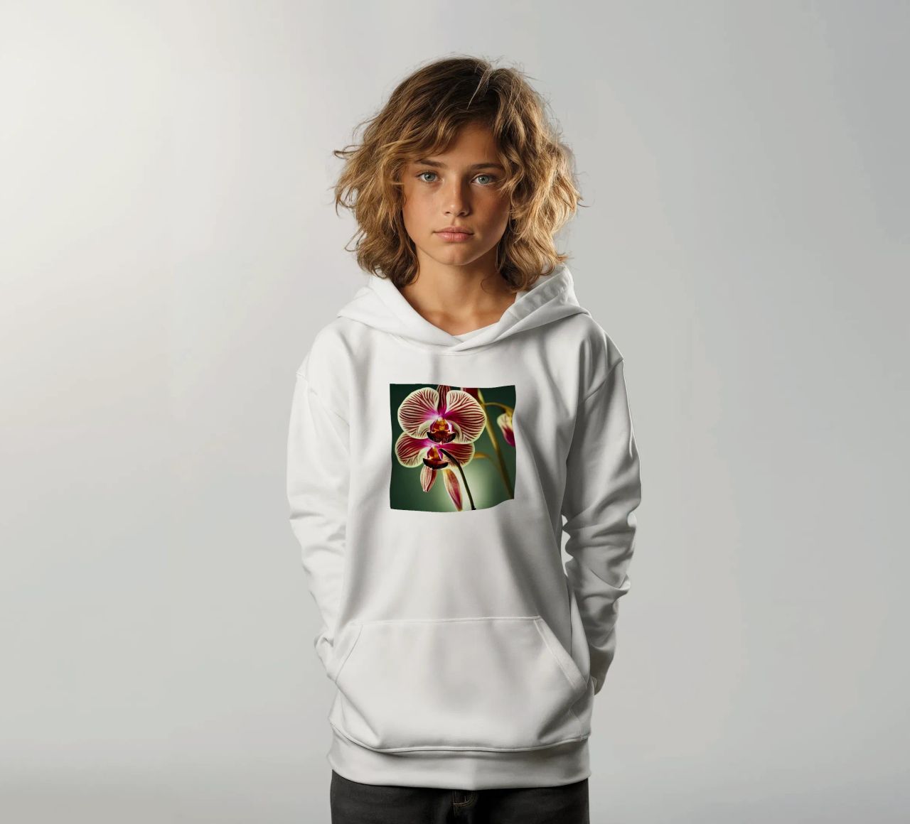 Macro fiore di orchidea felpa bambino con cappuccio da Bold Blooms