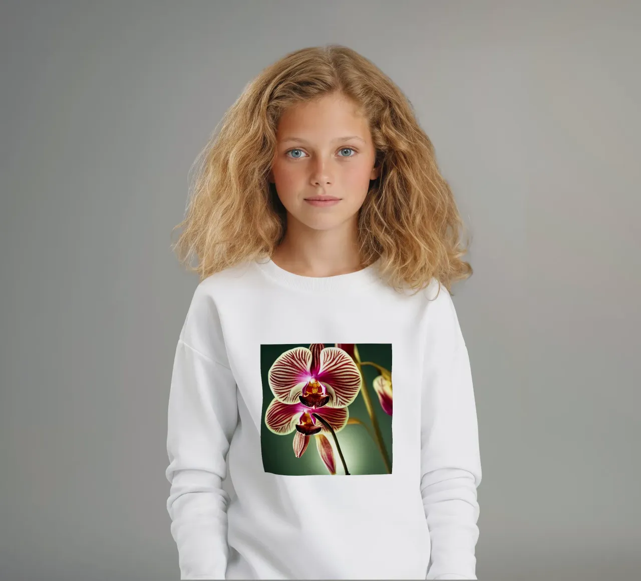 Makro Orchidee Blume Kinder Sweatshirt von Bold Blooms