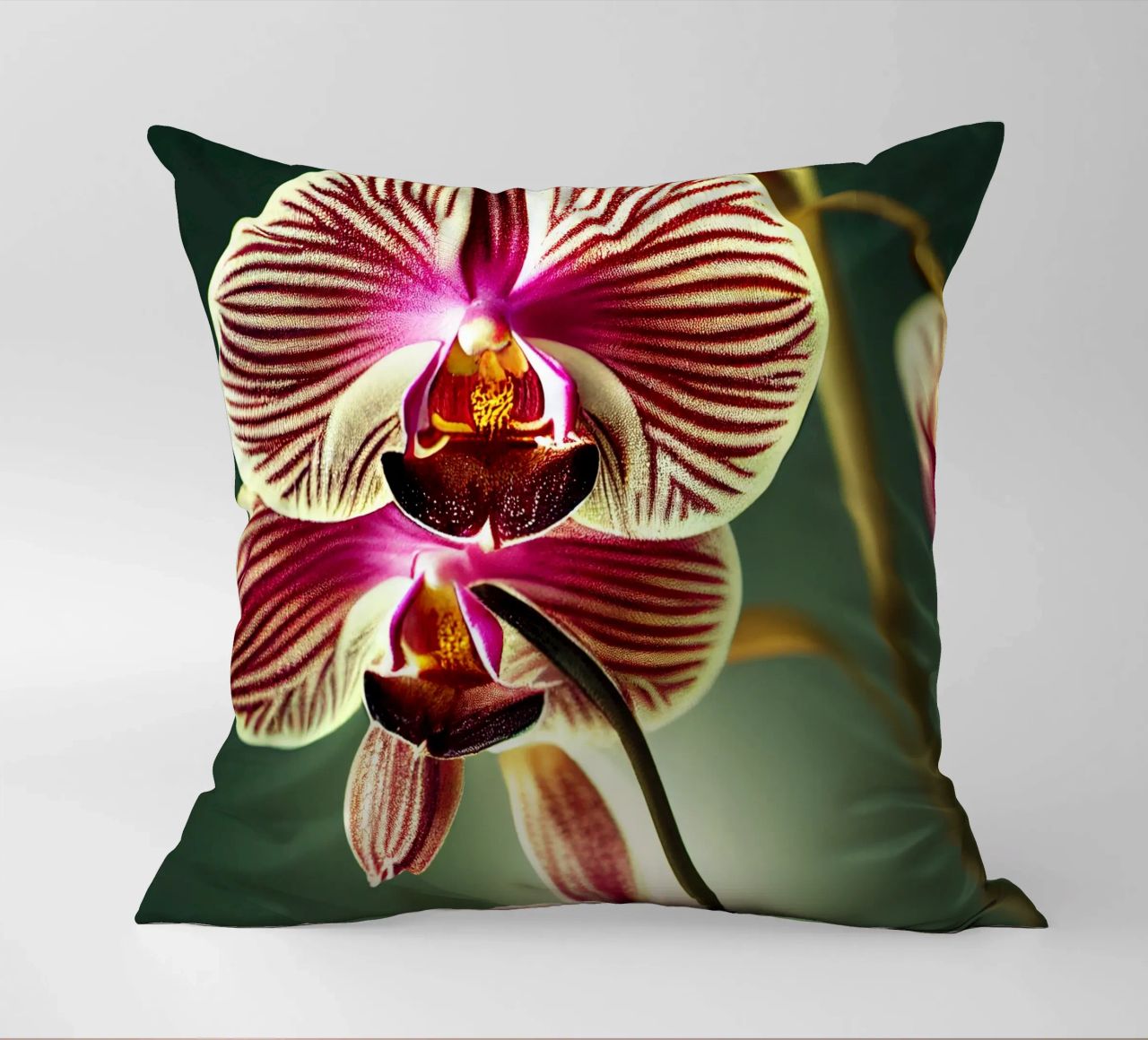 Macro fiore di orchidea cuscino da Bold Blooms