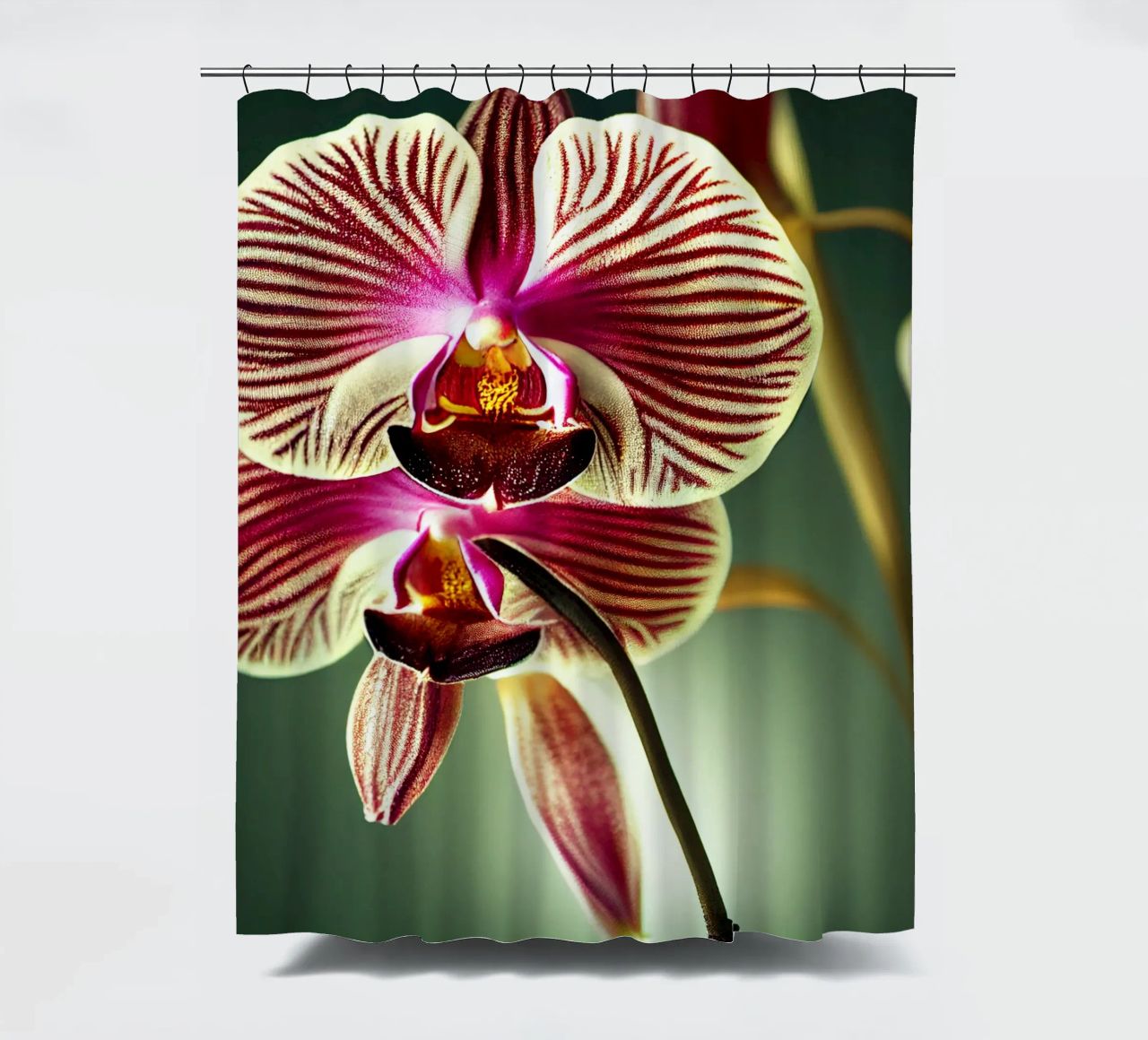 Macro fiore di orchidea tenda da doccia da Bold Blooms
