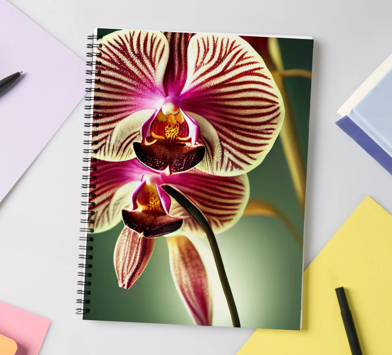 Macro Orchid Flower spiral notebook by Bold Blooms
