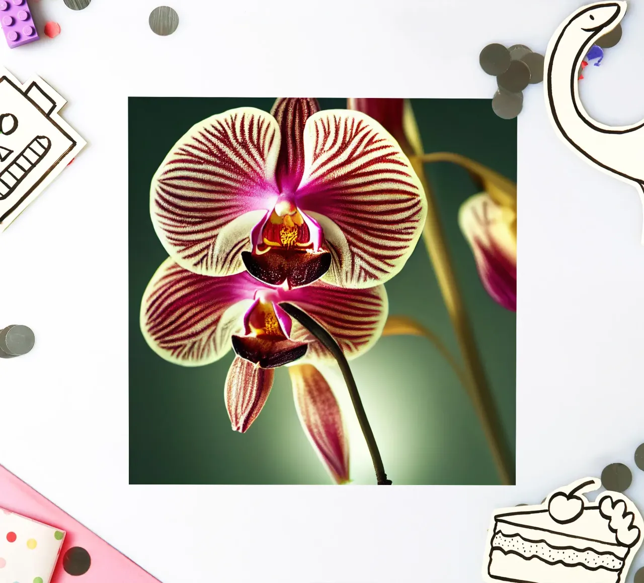 Macro fiore di orchidea adesivo da Bold Blooms