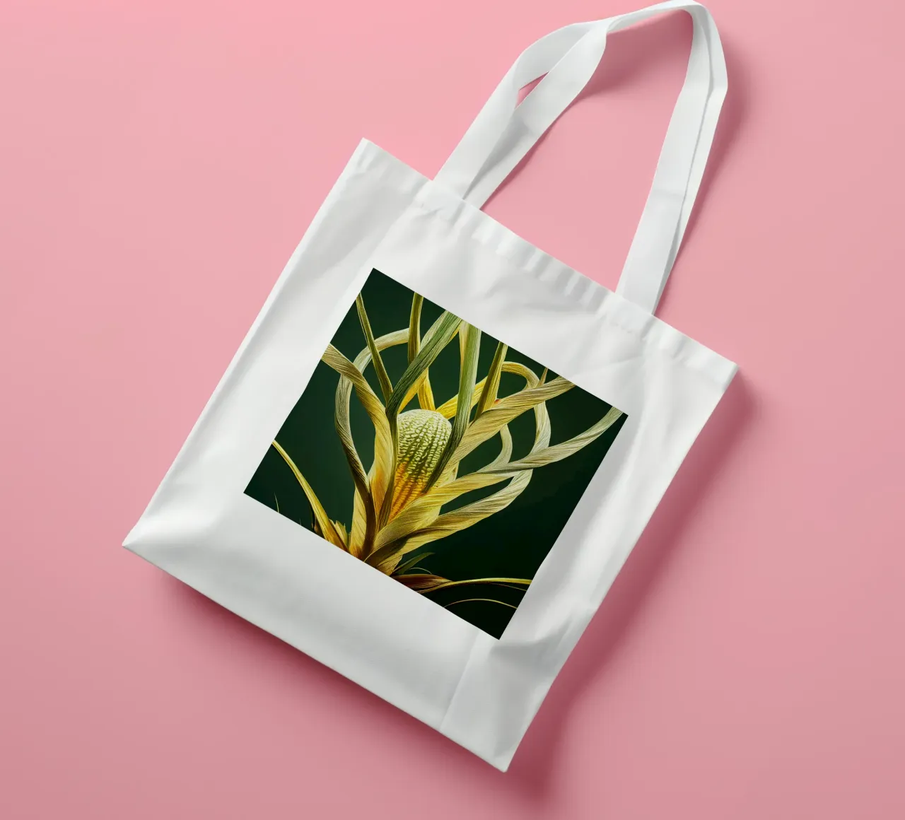 Macro fiore di pandano borsa in juta da Bold Blooms