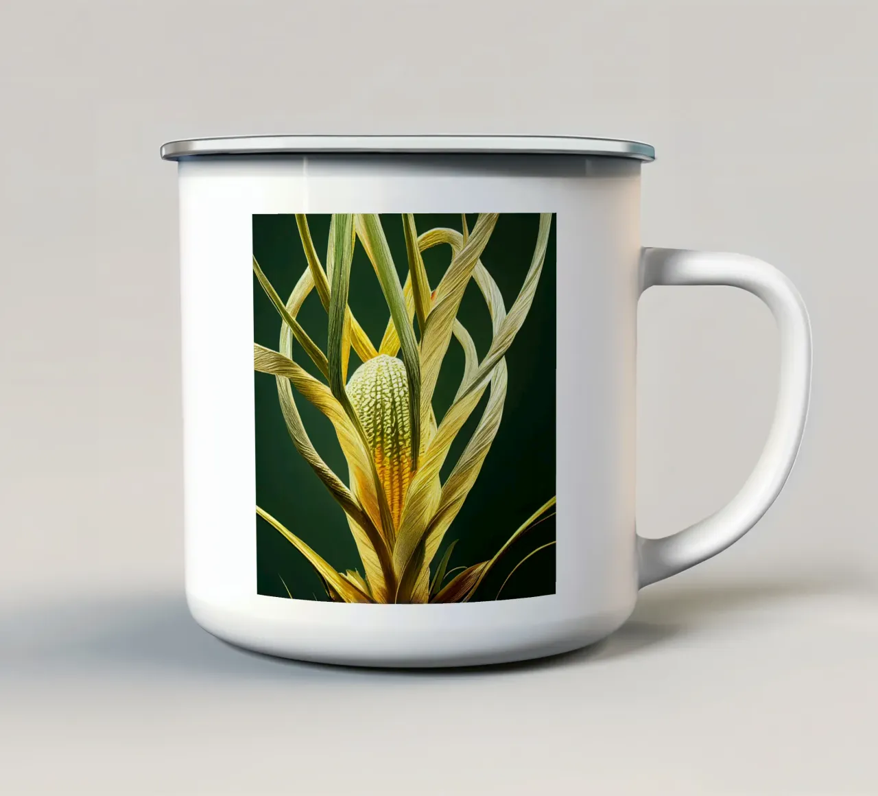 Macro fiore di pandano tazza in smalto da Bold Blooms