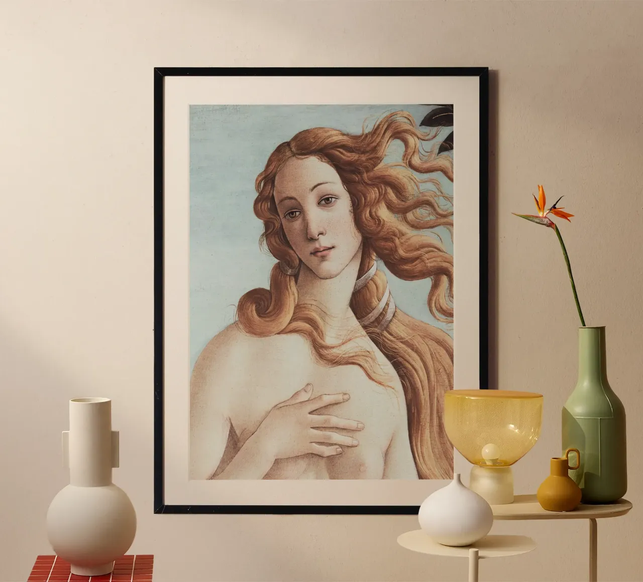 Die Geburt der Venus - Sandro Botticelli Poster mit Kunststoffrahmen von Second Canvas