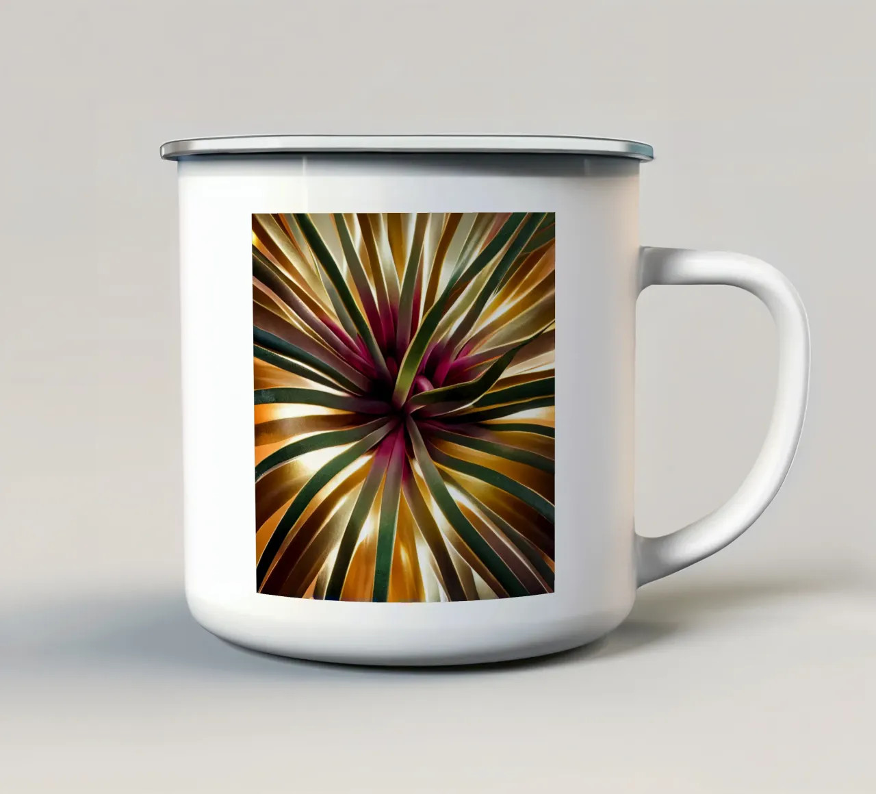Macro fiore di pandano tazza in smalto da Bold Blooms