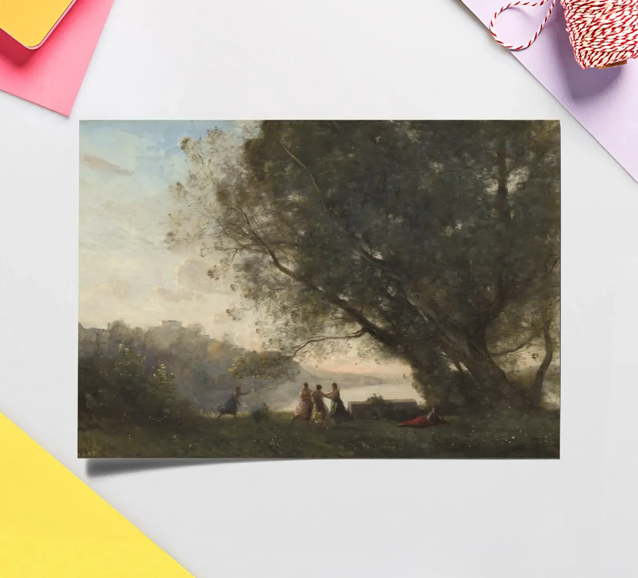 Tanz unter den Bäumen am Rande des Sees Stickerbogen von Timeless Artworks