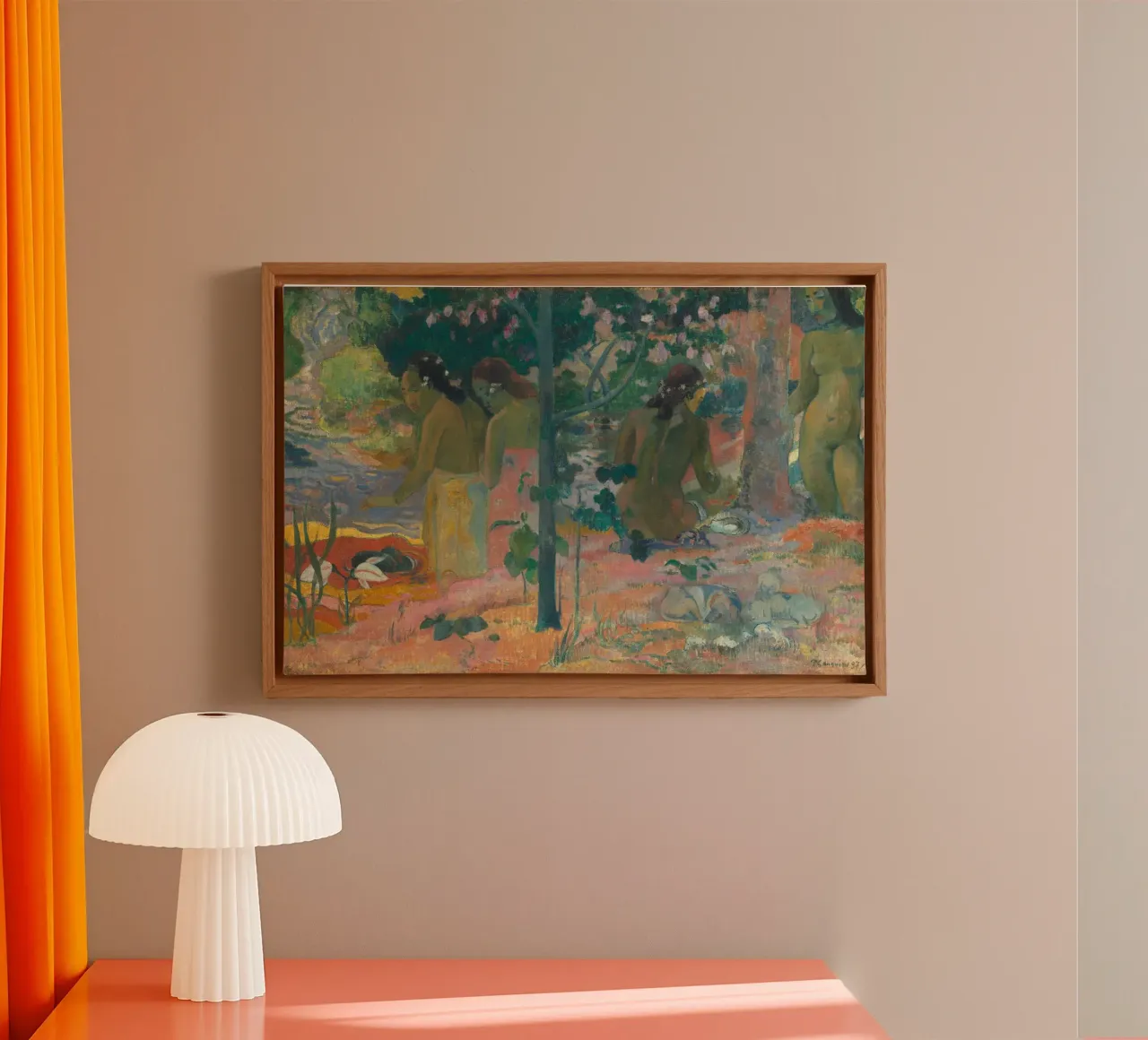 Paul Gauguin - De baders canvas met Baklijst van Timeless Artworks