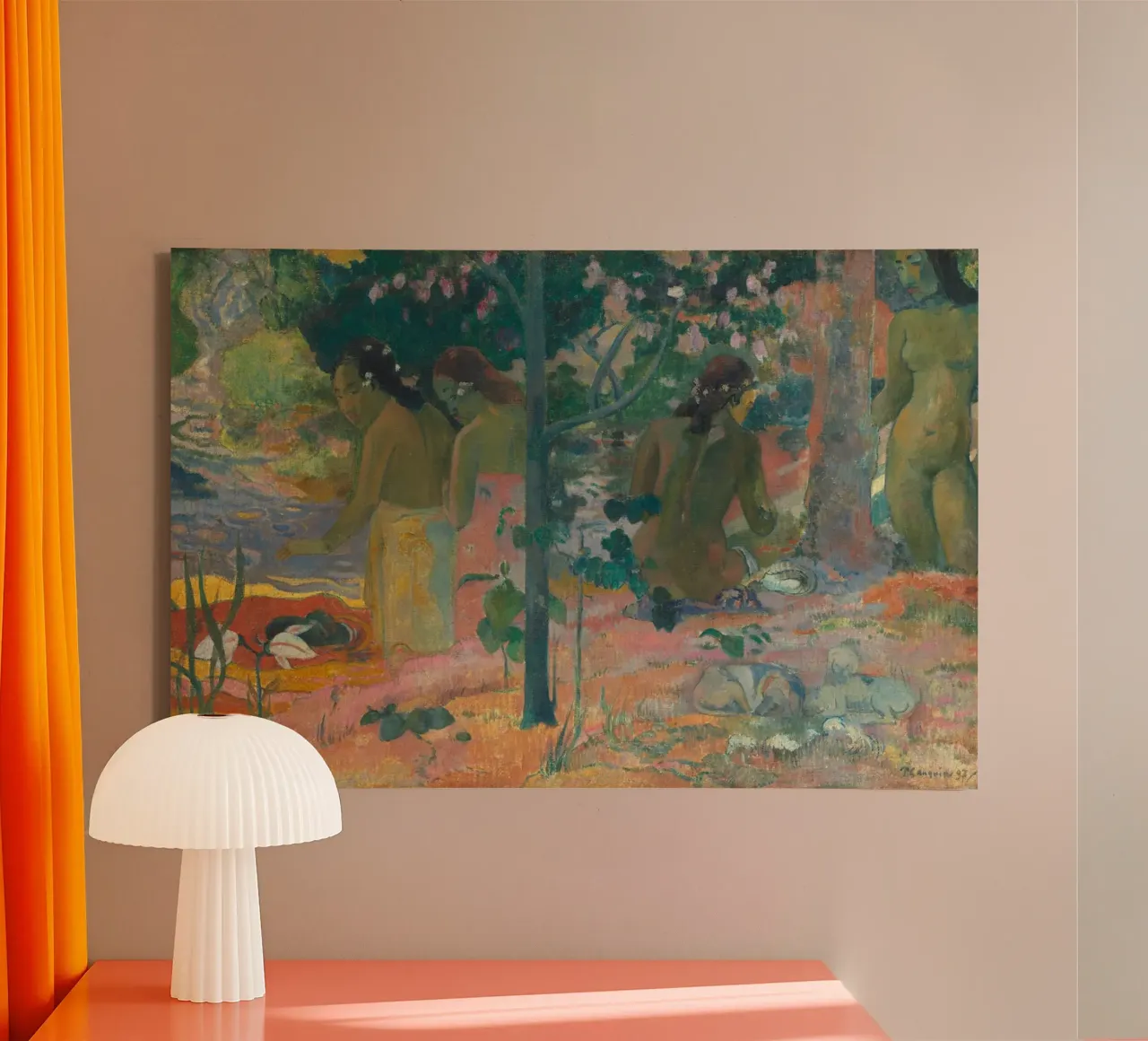 Paul Gauguin - De baders canvas met Baklijst van Timeless Artworks