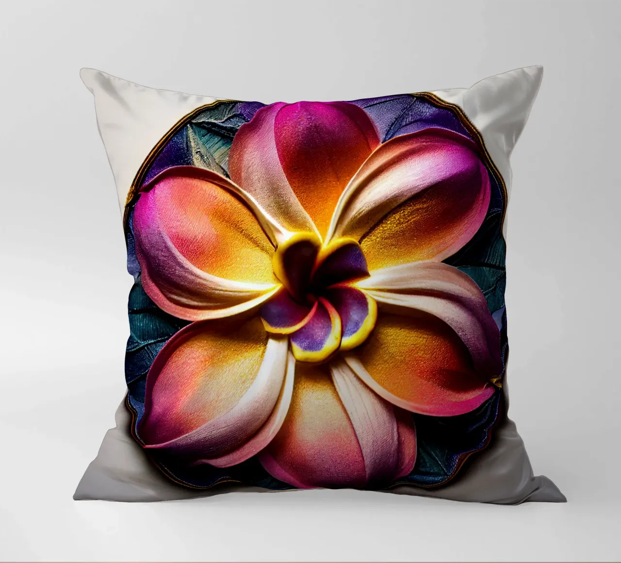 Macro fiore di plumeria cuscino da Bold Blooms