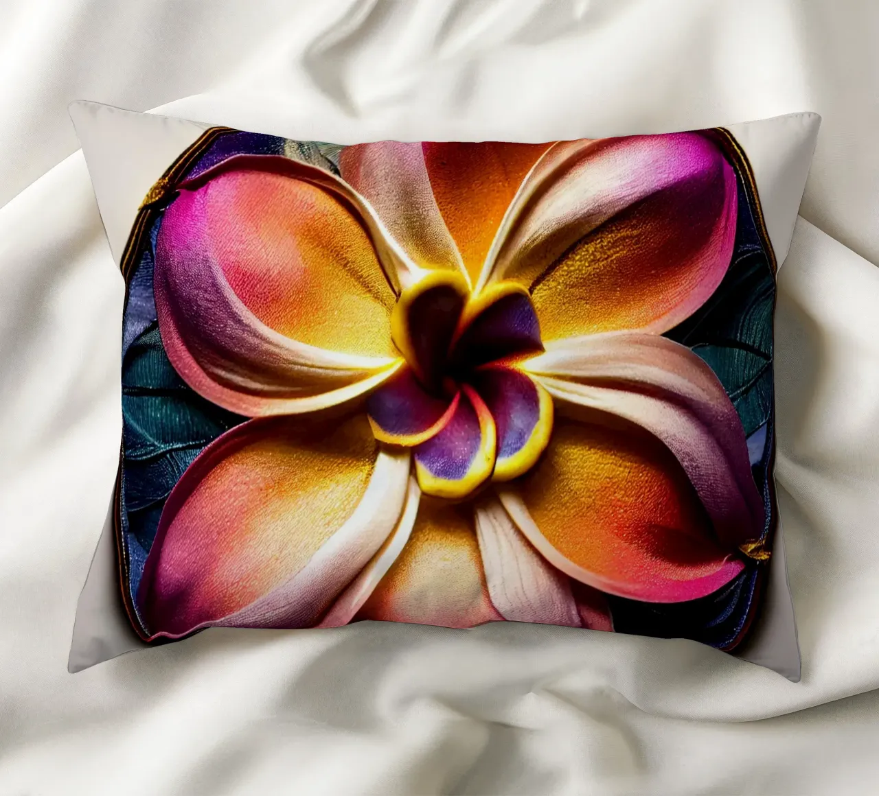 Macro fiore di plumeria cuscino da Bold Blooms