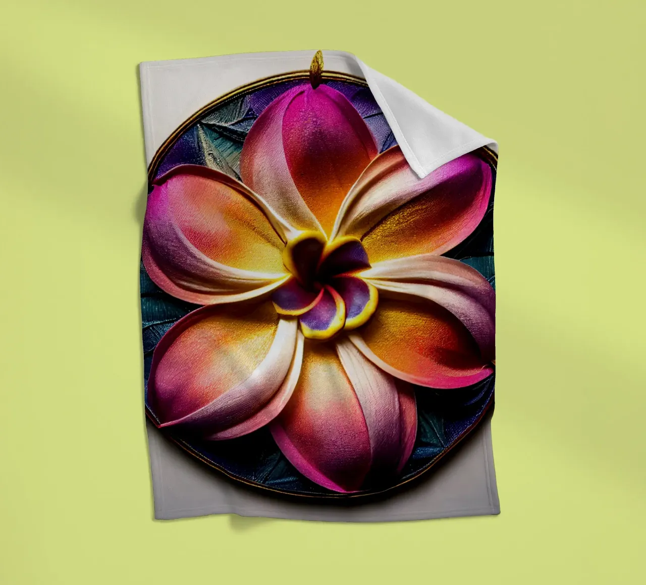 Macro fiore di plumeria coperta in pile da Bold Blooms