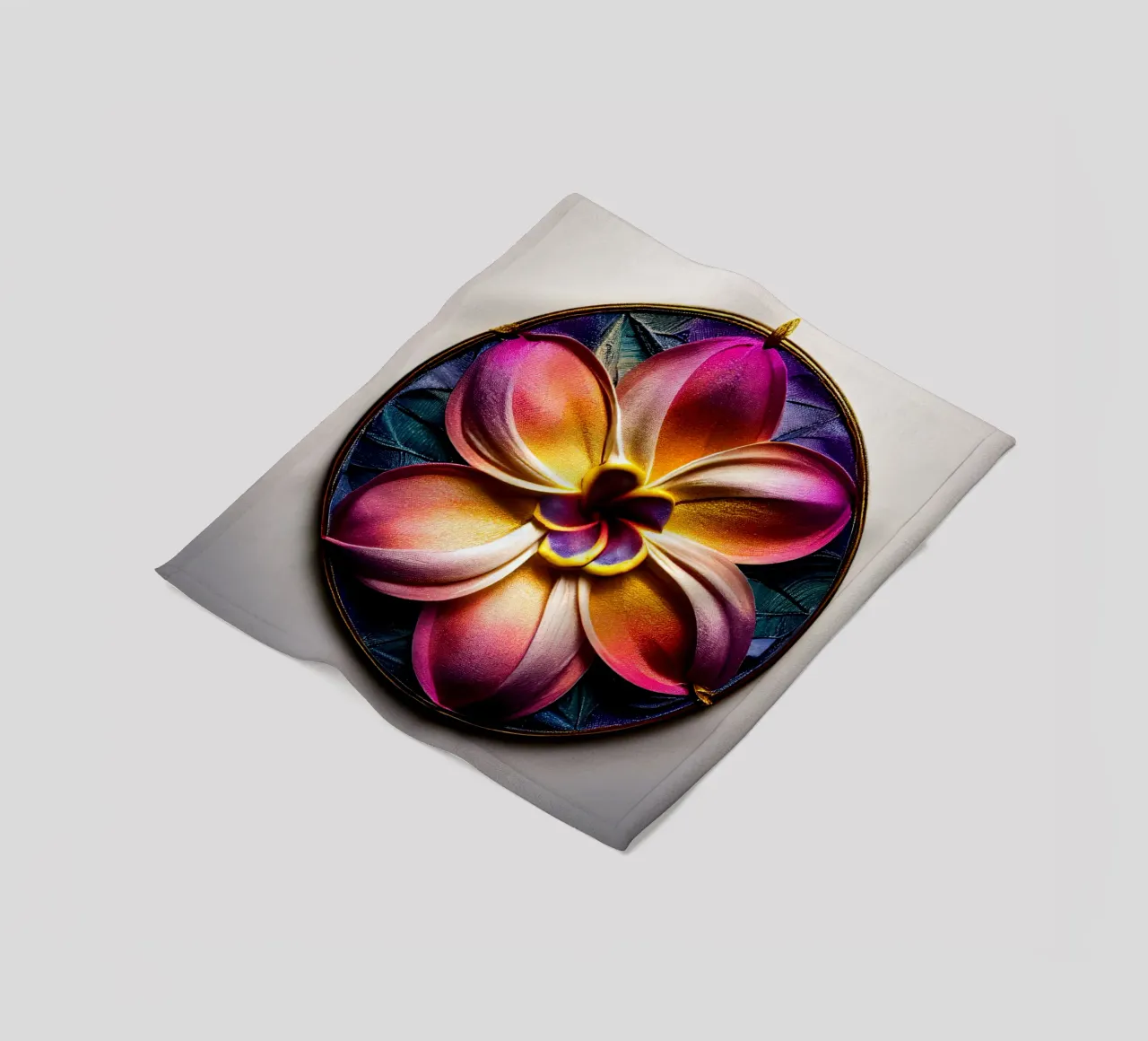 Macro fiore di plumeria coperta in pile da Bold Blooms