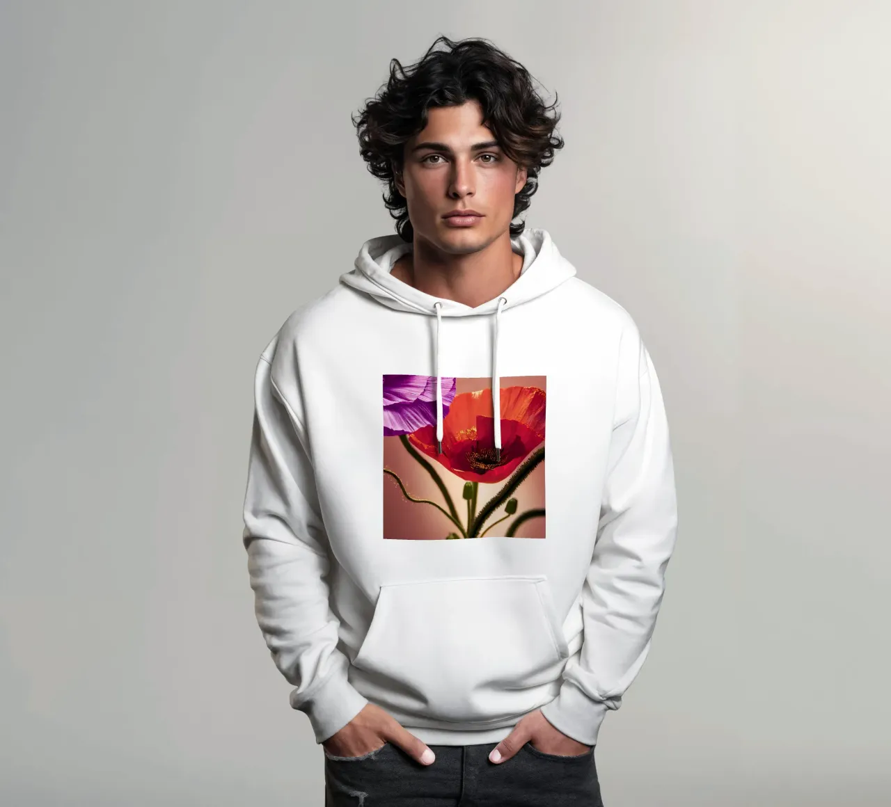 Macro fiore di papavero felpa con cappuccio da Bold Blooms