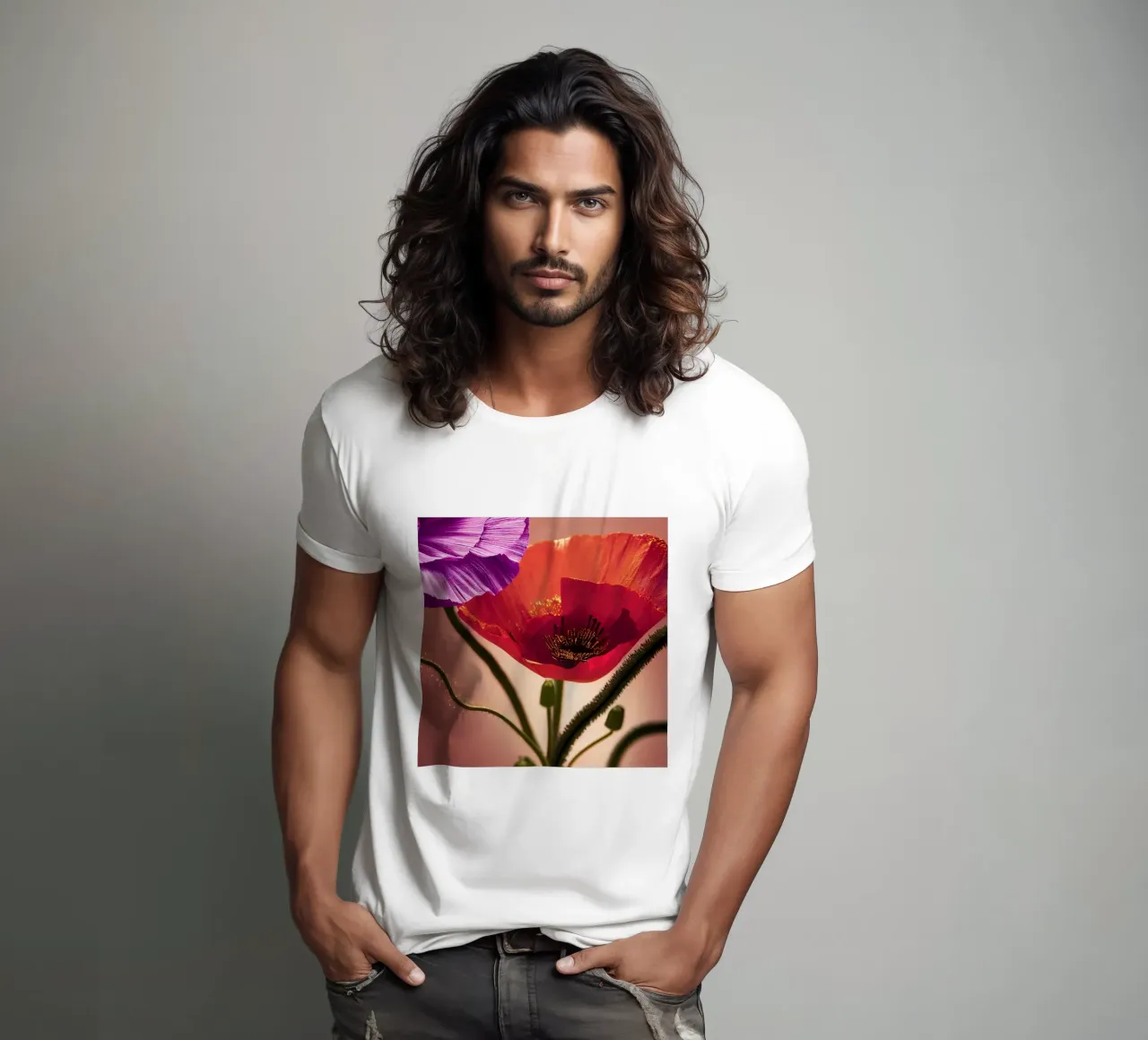 Macro fiore di papavero t-shirt da Bold Blooms