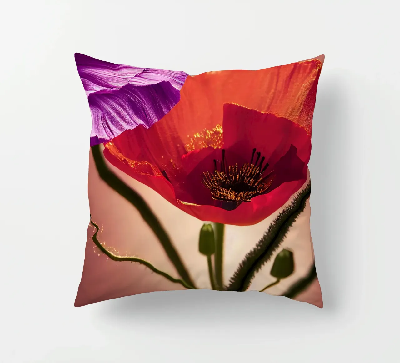 Macro fiore di papavero cuscino da Bold Blooms