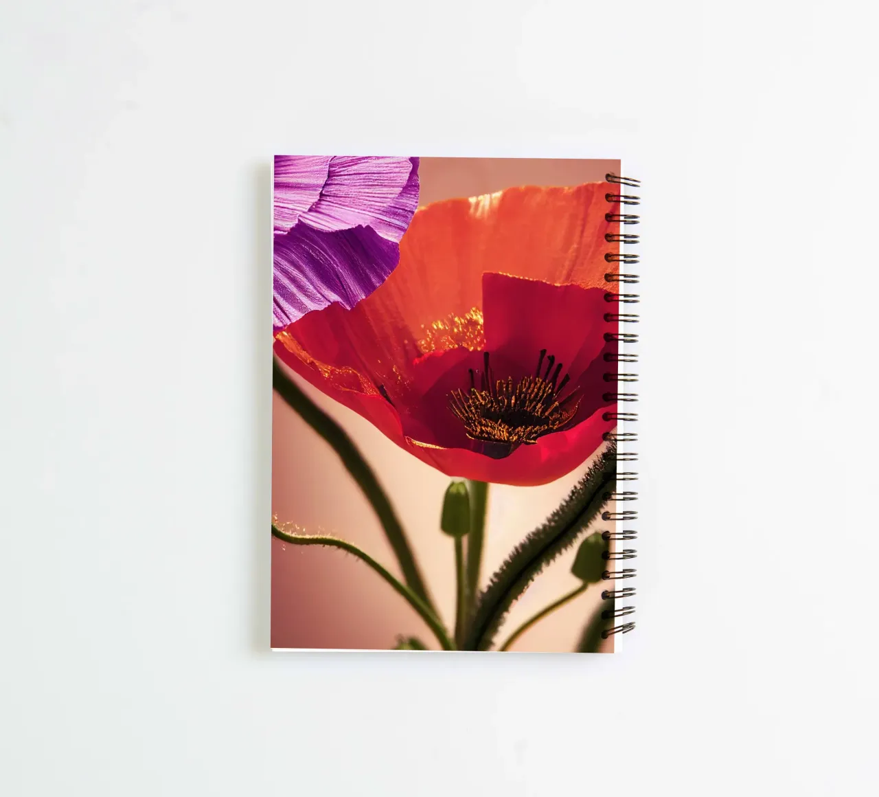 Macro Poppy Flower spiral notebook by Bold Blooms