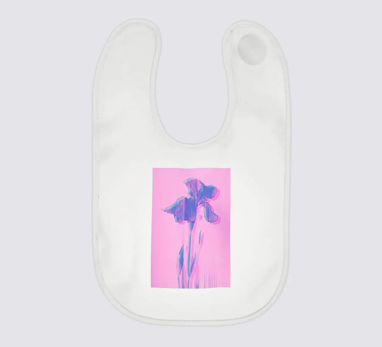 Glitcherd Iris on Pink bavaglino da cafelab