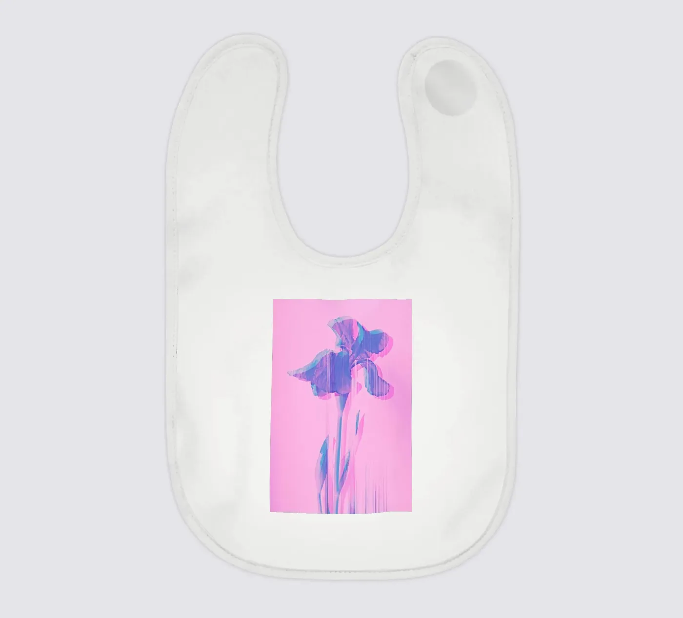 Glitcherd Iris on Pink bavaglino da cafelab