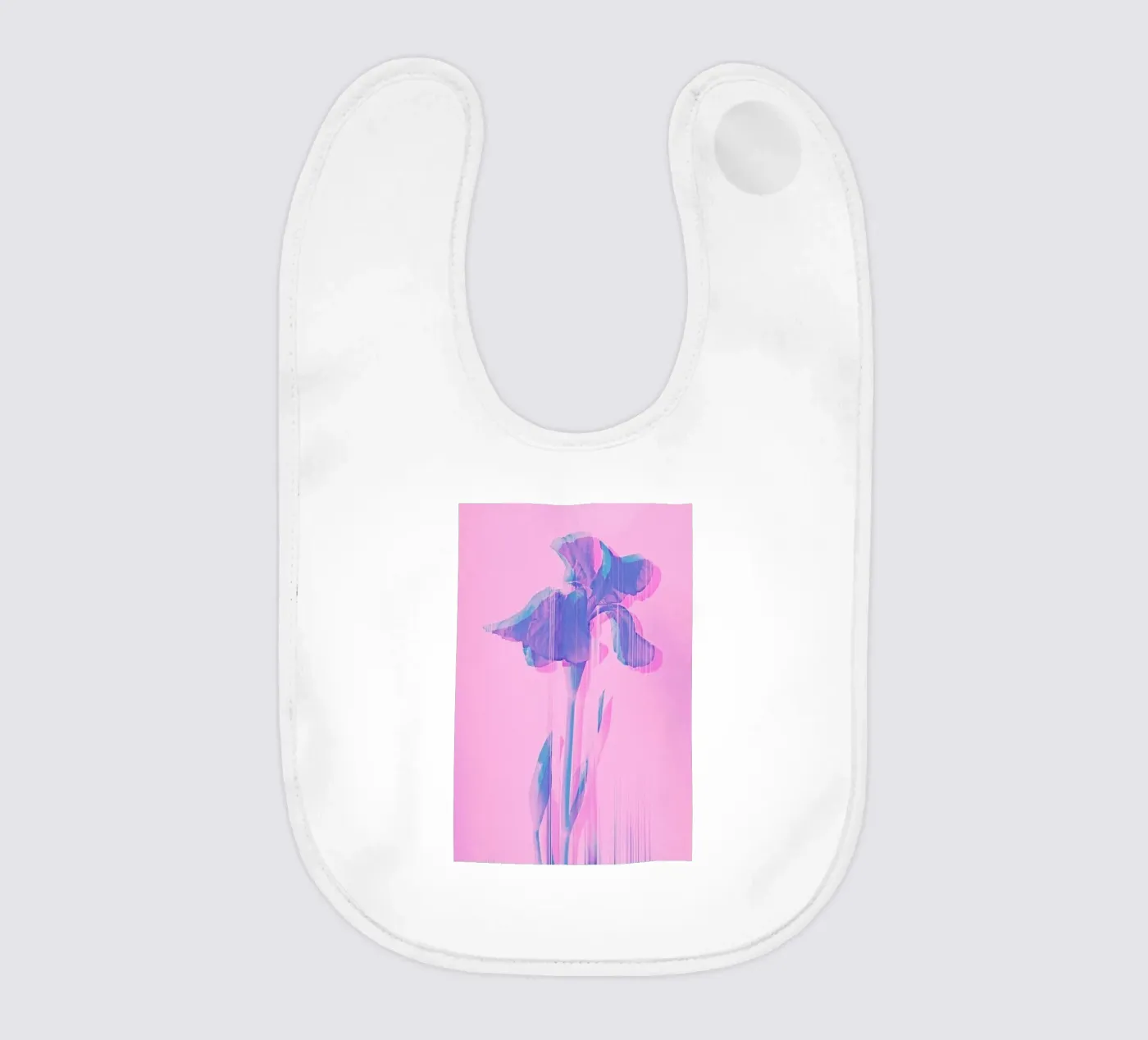 Glitcherd Iris on Pink bavaglino da cafelab