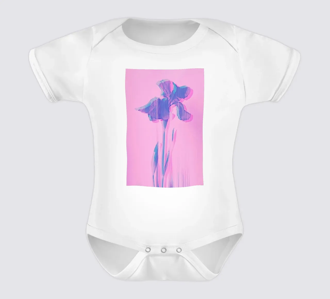 Glitcherd Iris on Pink body neonato maniche corte da cafelab