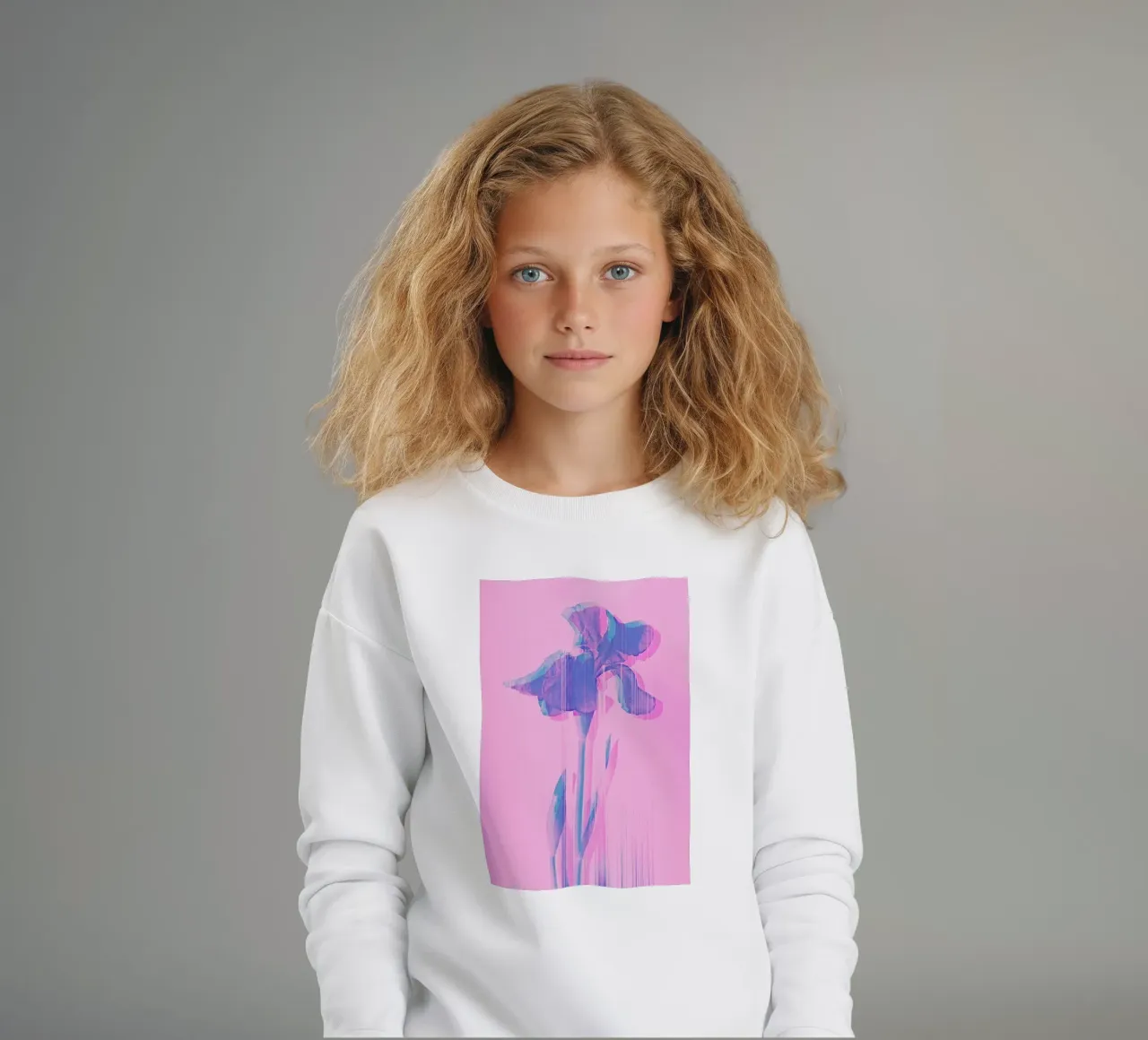 Glitcherd Iris on Pink felpa bambino da cafelab