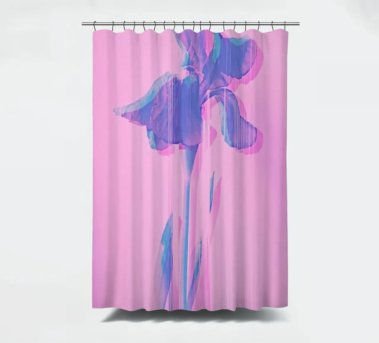 Glitcherd Iris on Pink tenda da doccia da cafelab