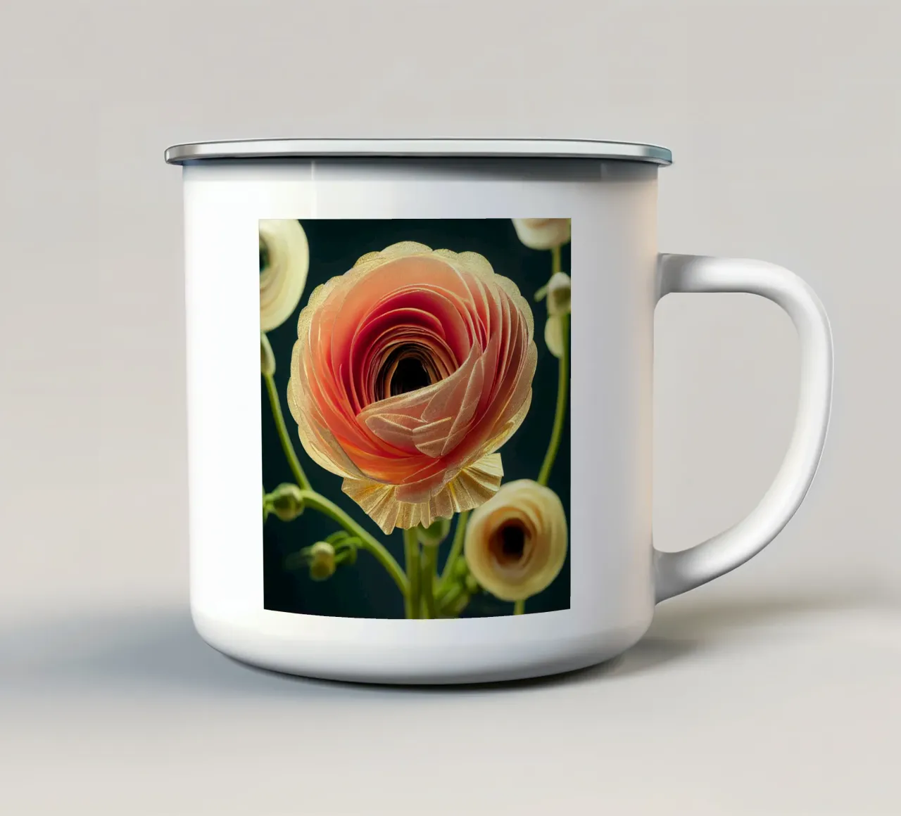 Macro fiore di ranuncolo tazza in smalto da Bold Blooms