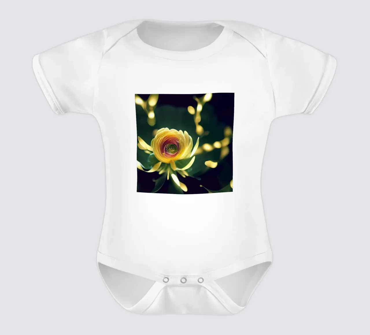 Macro fiore di ranuncolo body neonato maniche corte da Bold Blooms
