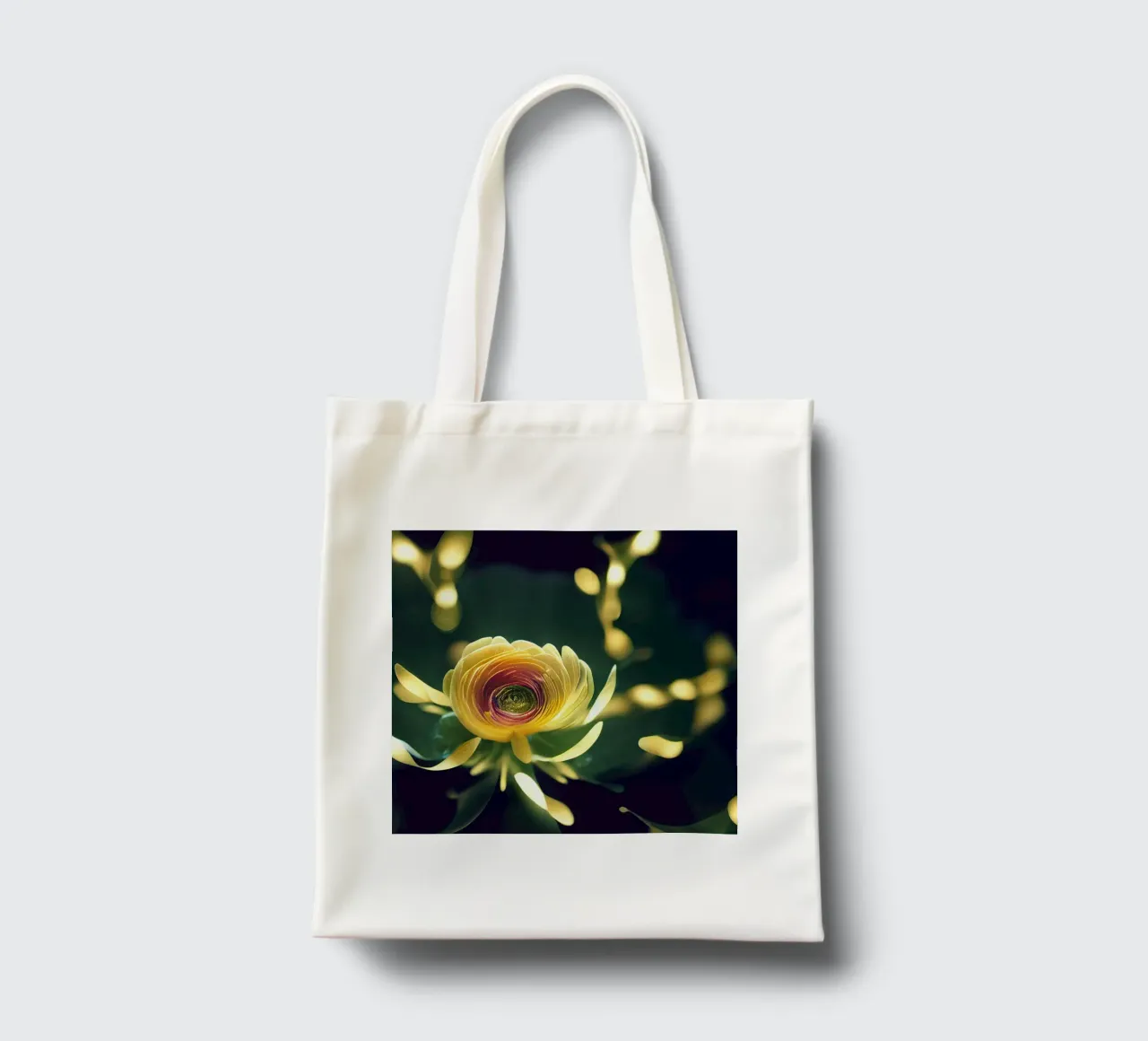 Macro fiore di ranuncolo borsa in juta da Bold Blooms