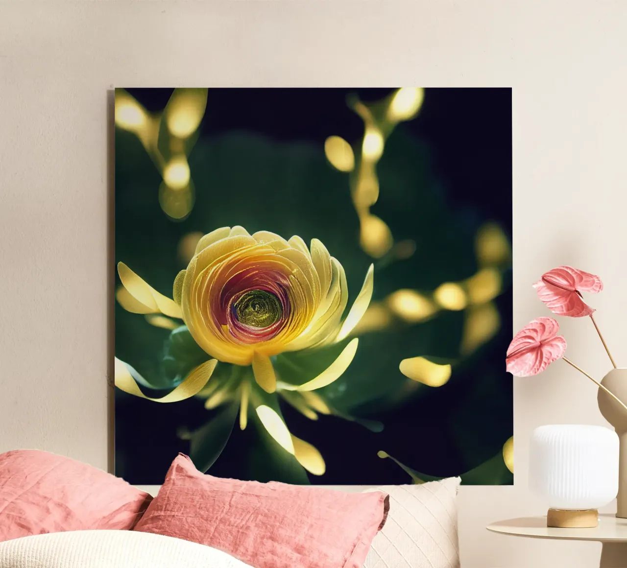 Macro fiore di ranuncolo alluminio dibond da Bold Blooms